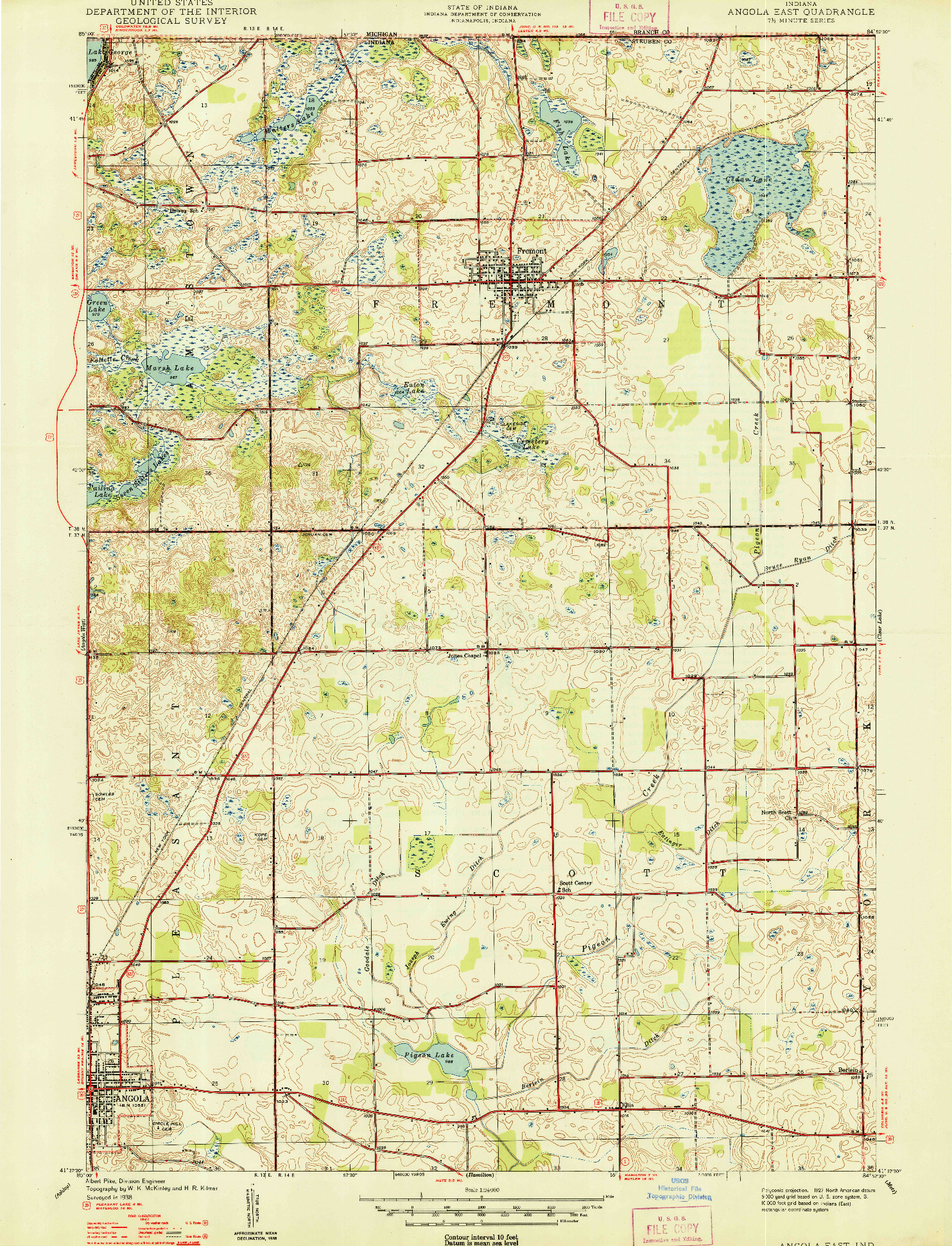 USGS 1:24000-SCALE QUADRANGLE FOR ANGOLA EAST, IN 1947