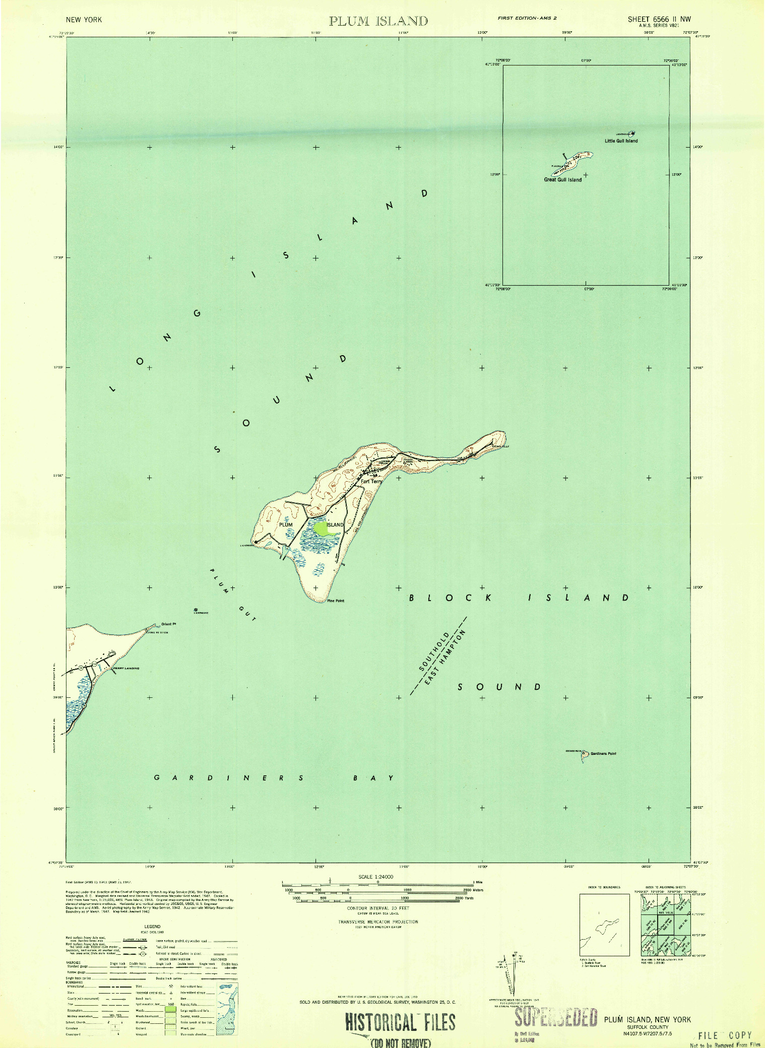 USGS 1:24000-SCALE QUADRANGLE FOR PLUM ISLAND, NY 1947
