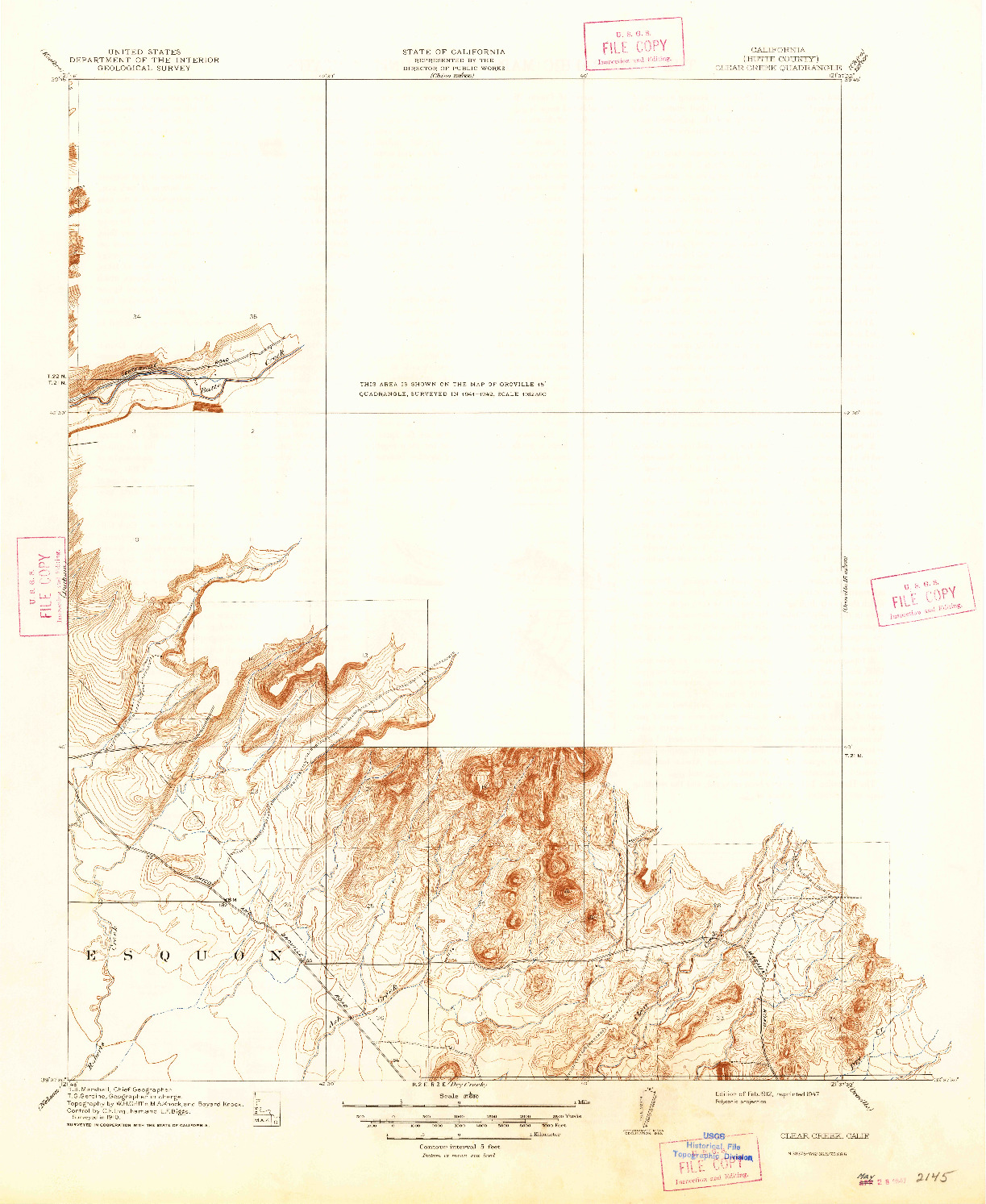 USGS 1:31680-SCALE QUADRANGLE FOR CLEAR CREEK, CA 1912