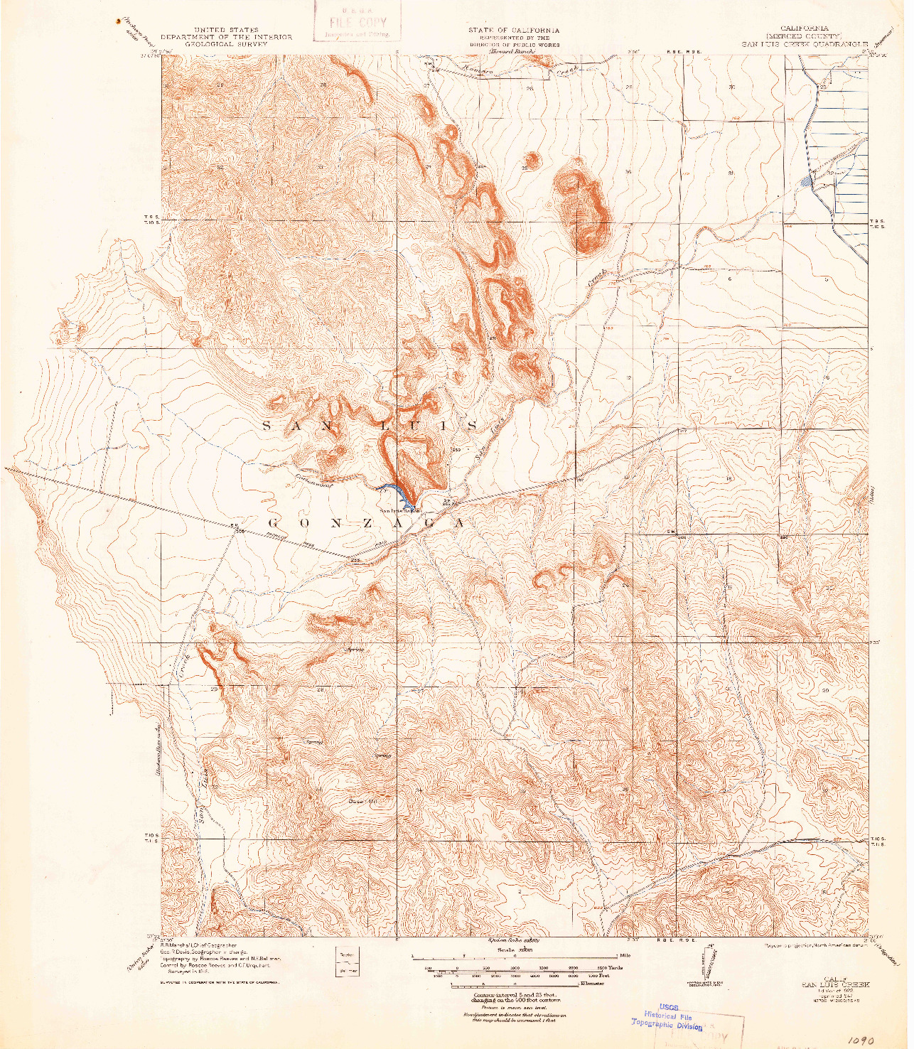 USGS 1:31680-SCALE QUADRANGLE FOR SAN LUIS CREEK, CA 1922