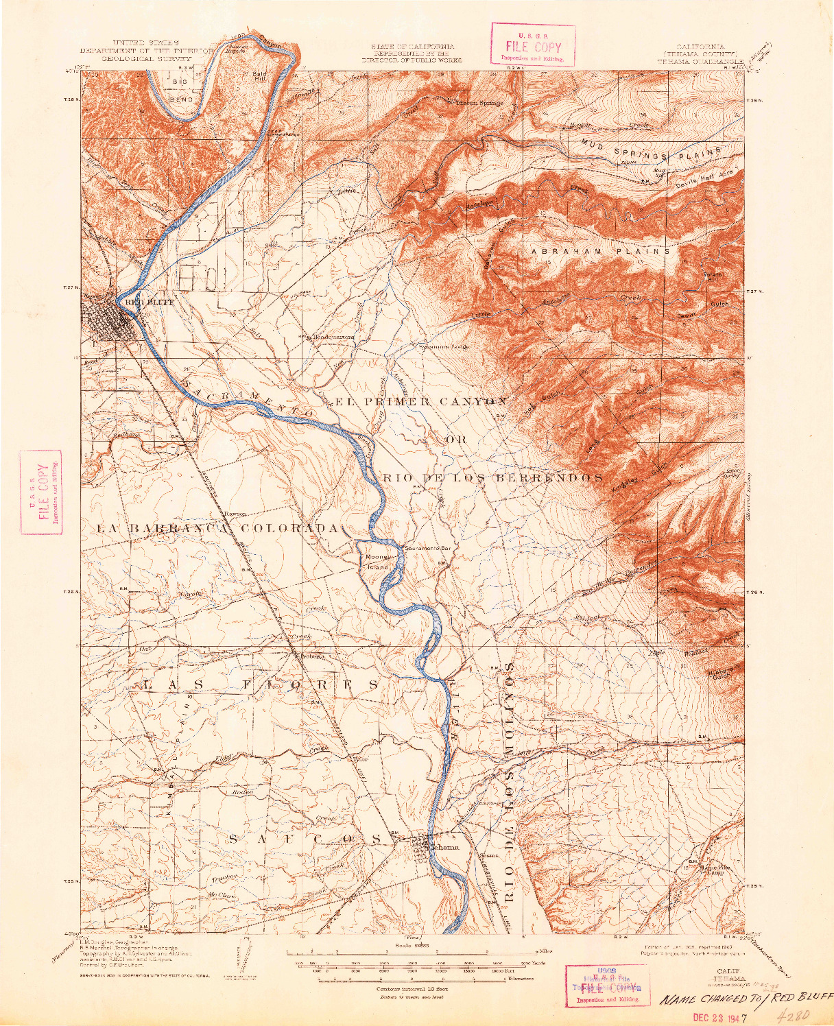 USGS 1:62500-SCALE QUADRANGLE FOR TEHAMA, CA 1905