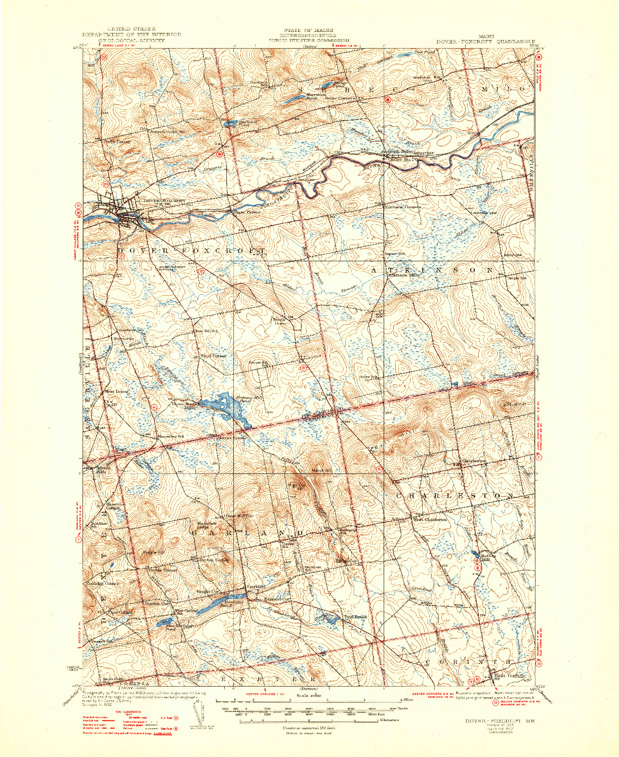 USGS 1:62500-SCALE QUADRANGLE FOR DOVER-FOXCROFT, ME 1935