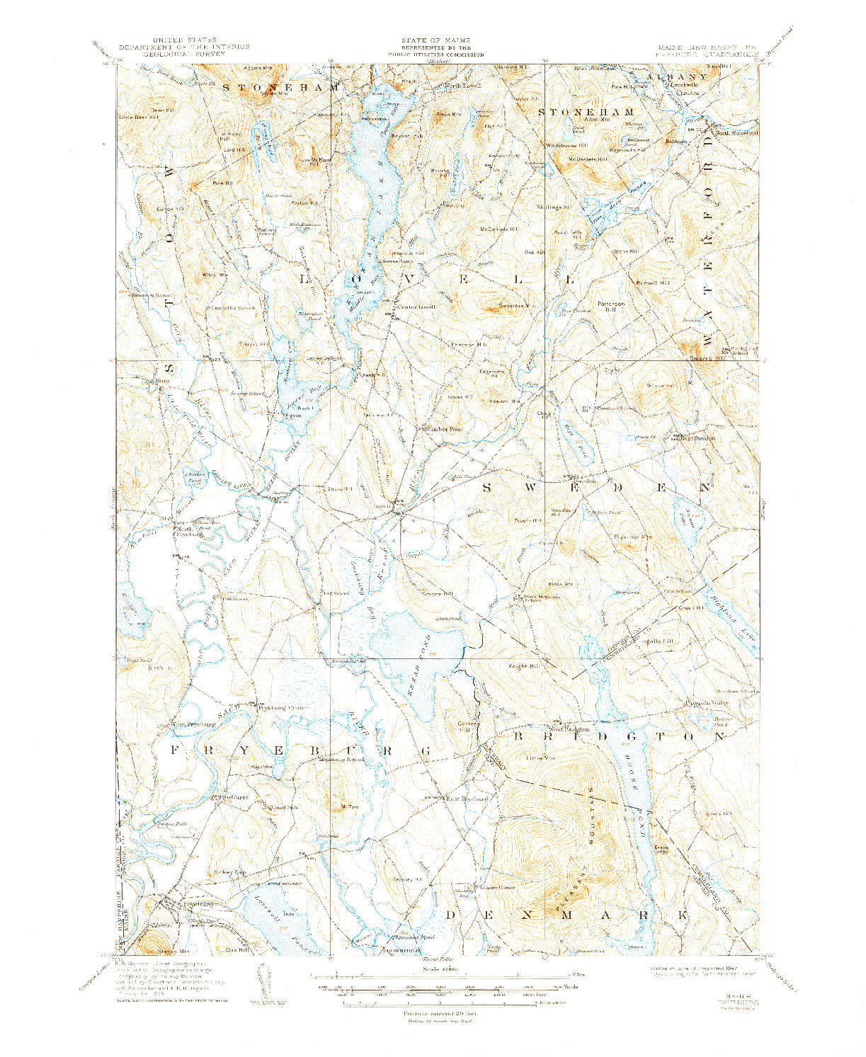 USGS 1:62500-SCALE QUADRANGLE FOR FRYEBURG, ME 1911