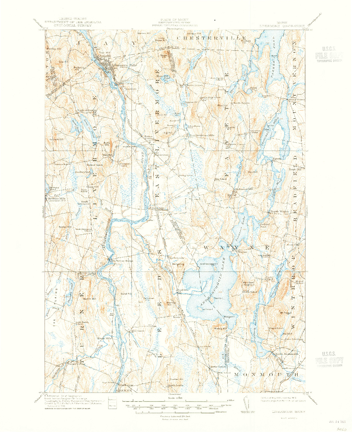 USGS 1:62500-SCALE QUADRANGLE FOR LIVERMORE, ME 1912