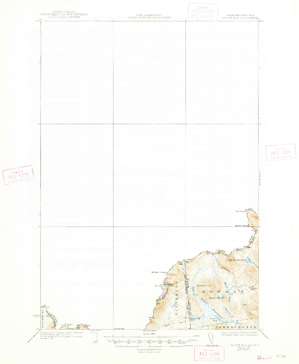 USGS 1:62500-SCALE QUADRANGLE FOR MOOSE BOG, ME 1931