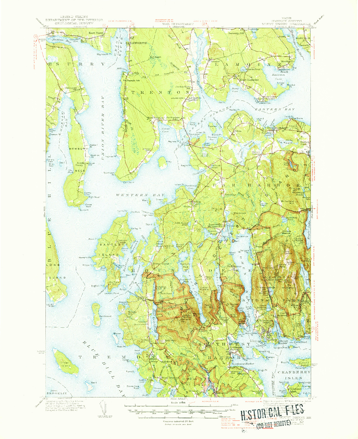 USGS 1:62500-SCALE QUADRANGLE FOR MOUNT DESERT, ME 1942