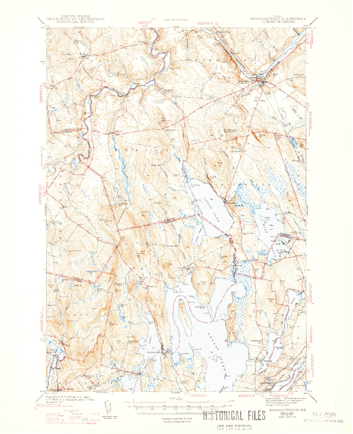 USGS 1:62500-SCALE QUADRANGLE FOR NORRIDGEWOCK, ME 1943