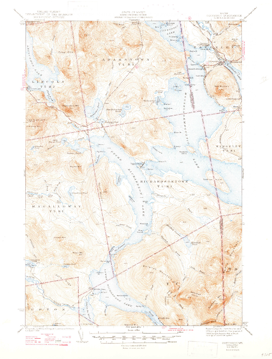 USGS 1:62500-SCALE QUADRANGLE FOR OQUOSSOC, ME 1942