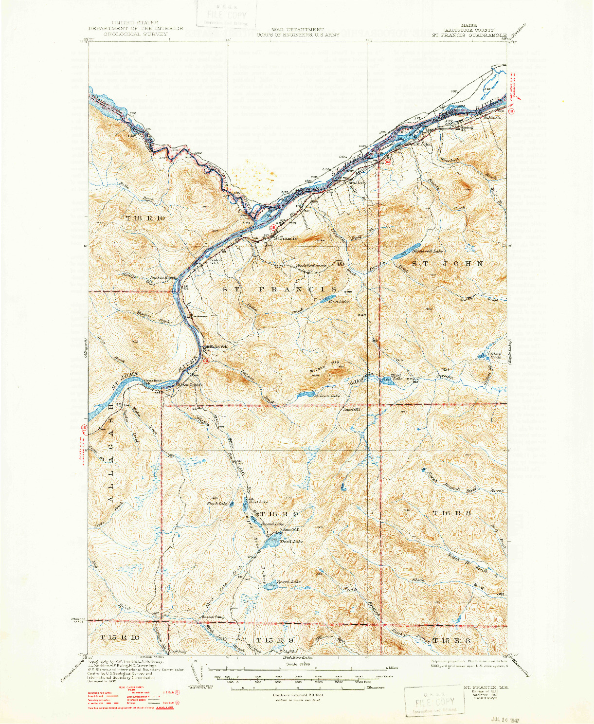 USGS 1:62500-SCALE QUADRANGLE FOR ST. FRANCIS, ME 1933