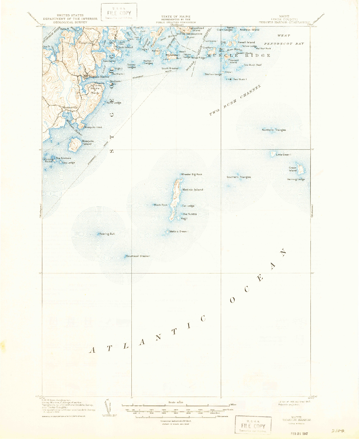 USGS 1:62500-SCALE QUADRANGLE FOR TENANTS HARBOR, ME 1906