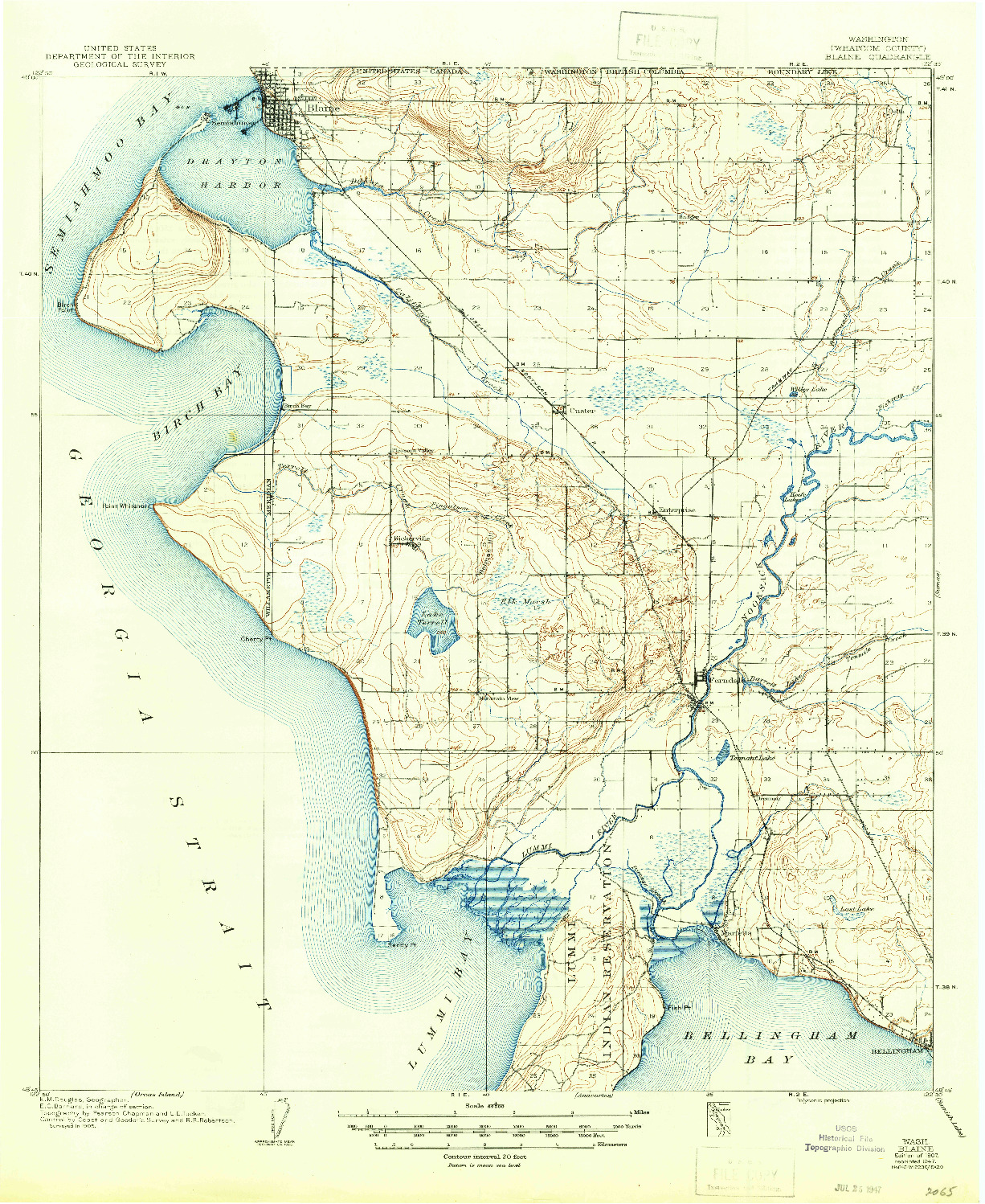 USGS 1:62500-SCALE QUADRANGLE FOR BLAINE, WA 1907