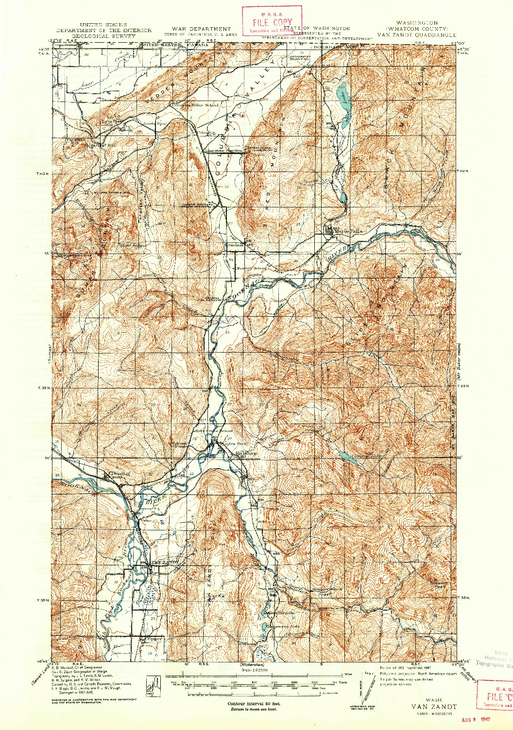 USGS 1:62500-SCALE QUADRANGLE FOR VAN ZANDT, WA 1919