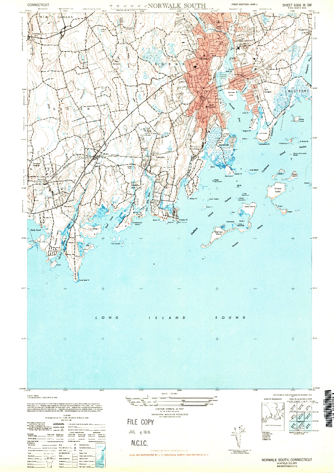 USGS 1:31680-SCALE QUADRANGLE FOR NORWALK SOUTH, CT 1947