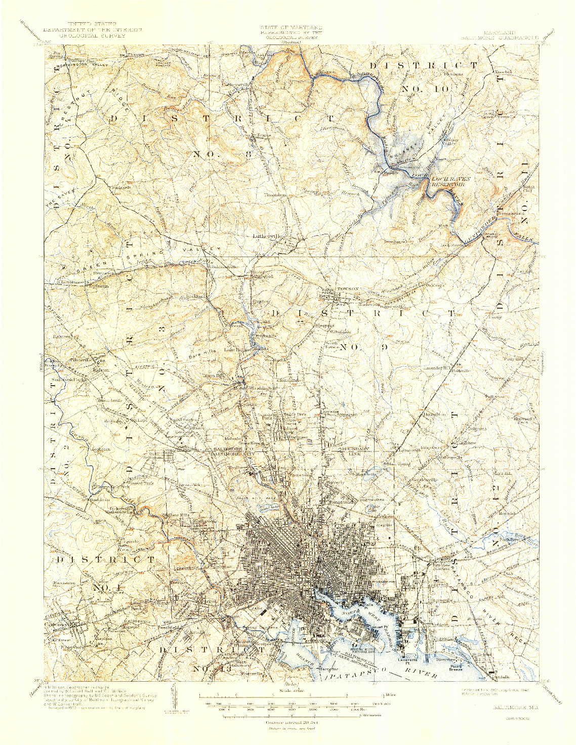 USGS 1:62500-SCALE QUADRANGLE FOR BALTIMORE, MD 1904