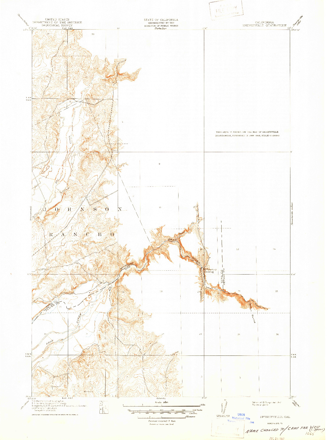 USGS 1:31680-SCALE QUADRANGLE FOR SPENCEVILLE, CA 1915