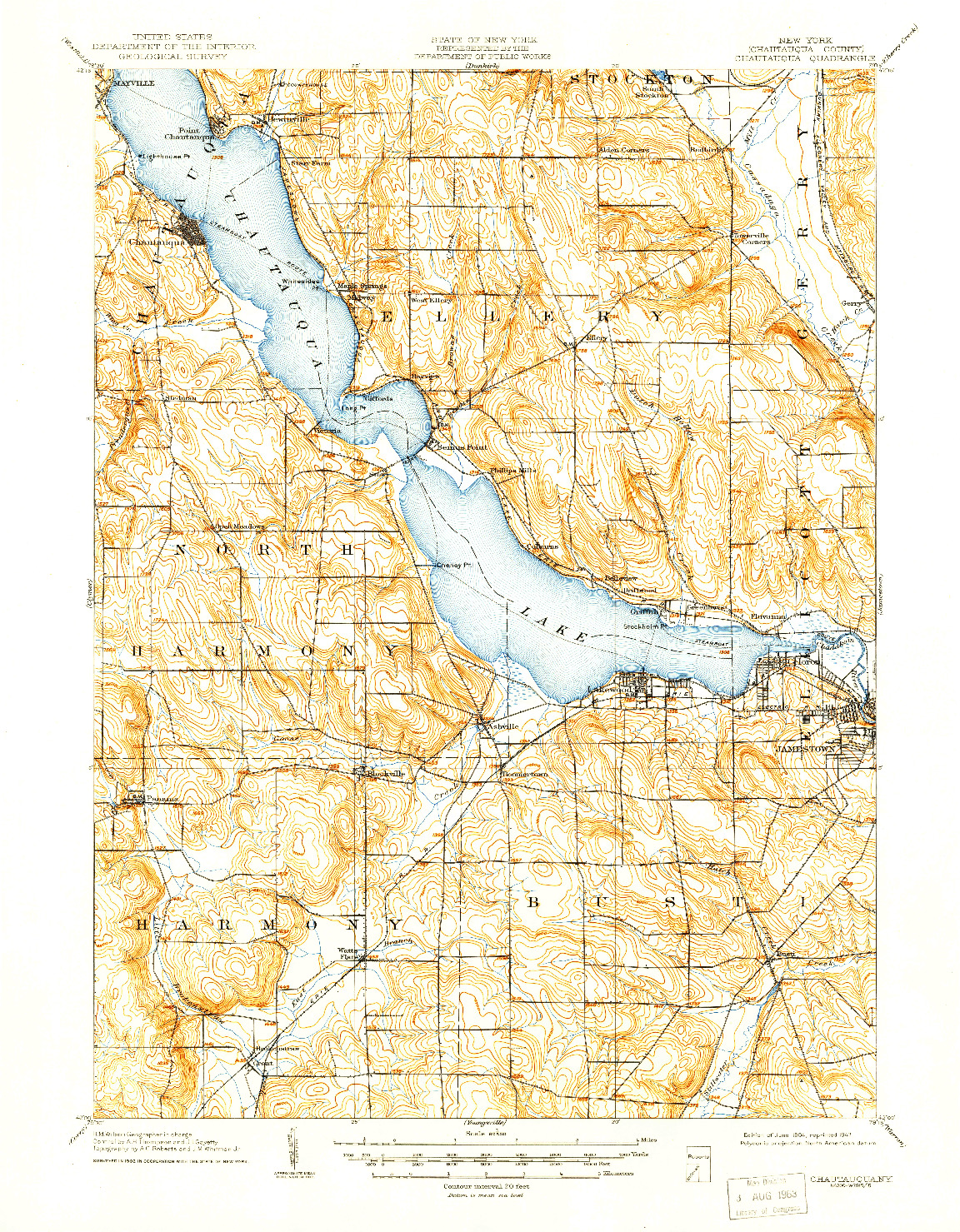 USGS 1:62500-SCALE QUADRANGLE FOR CHAUTAUQUA, NY 1904