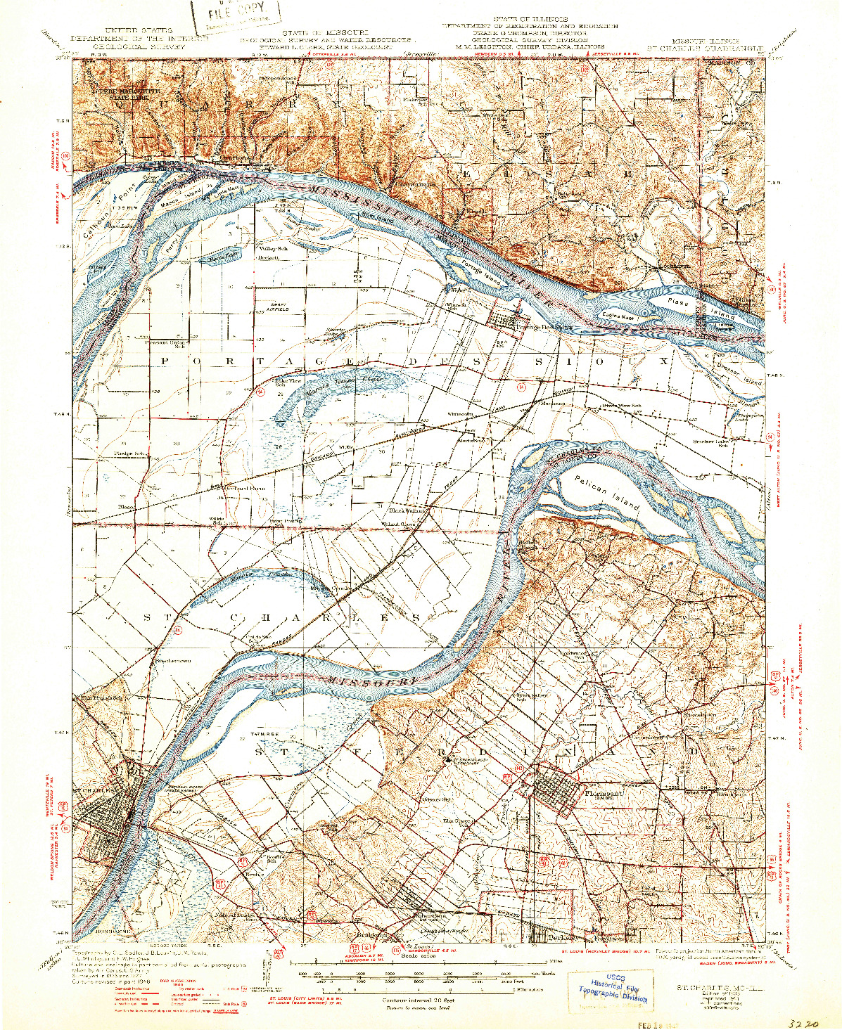 USGS 1:62500-SCALE QUADRANGLE FOR ST. CHARLES, MO 1933