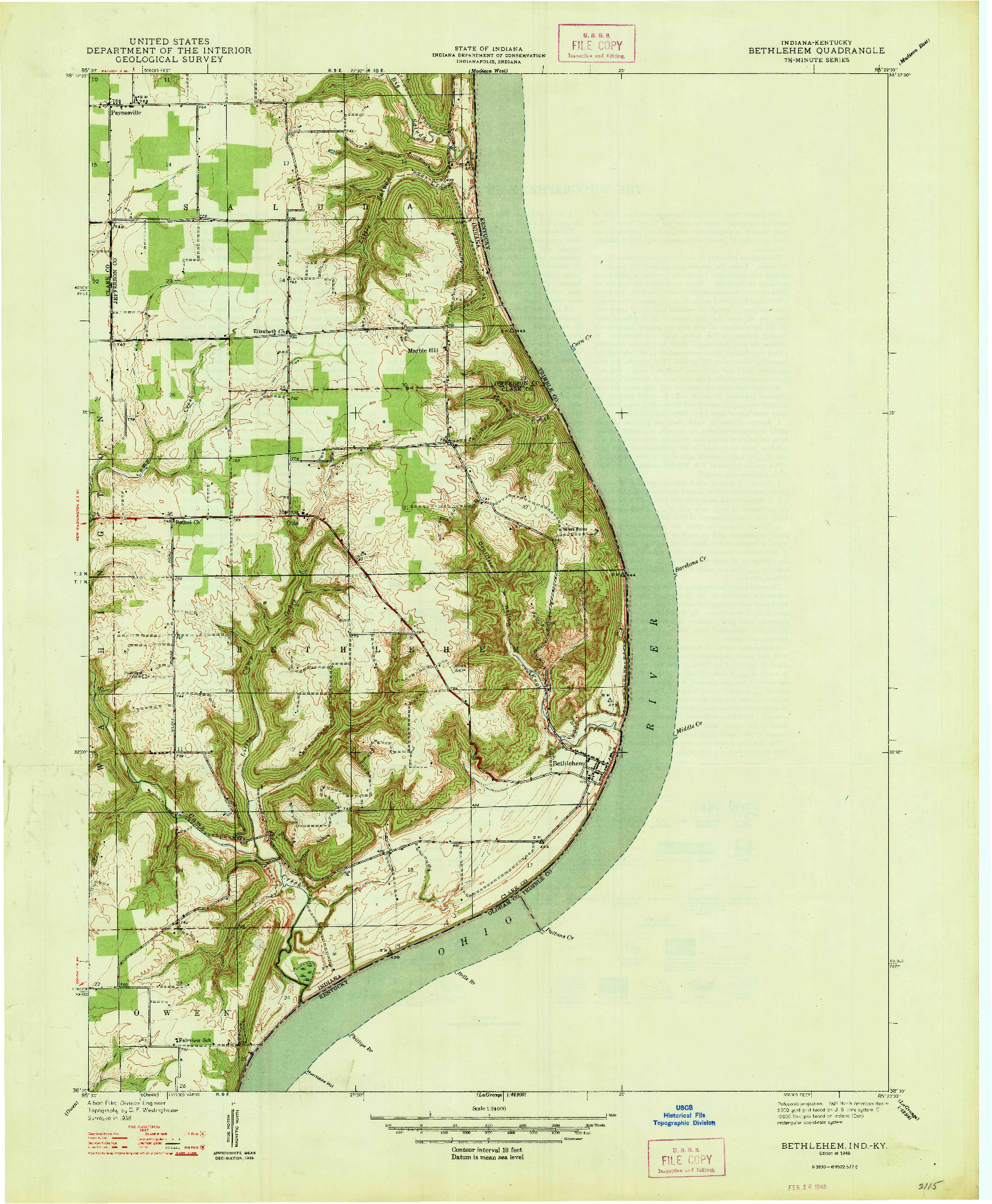 USGS 1:24000-SCALE QUADRANGLE FOR BETHLEHEM, IN 1948