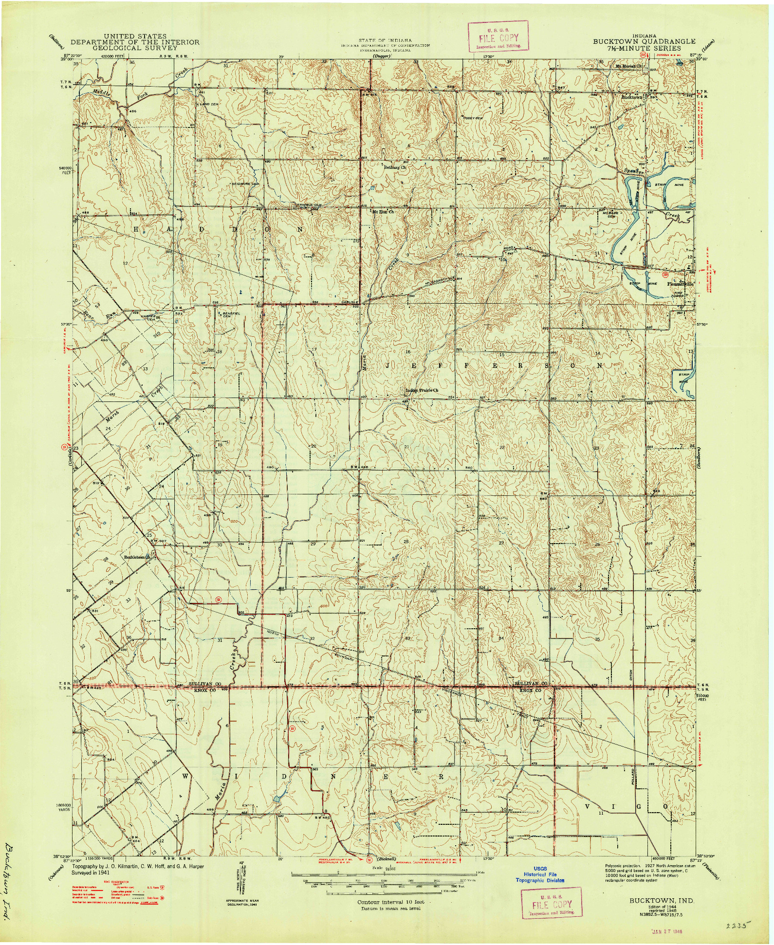 USGS 1:24000-SCALE QUADRANGLE FOR BUCKTOWN, IN 1944