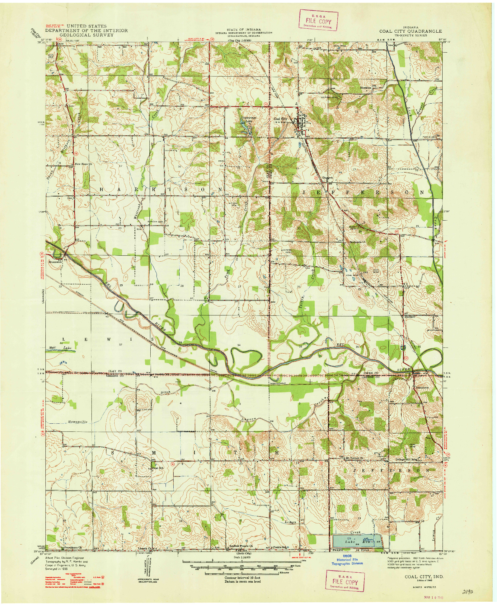 USGS 1:24000-SCALE QUADRANGLE FOR COAL CITY, IN 1948