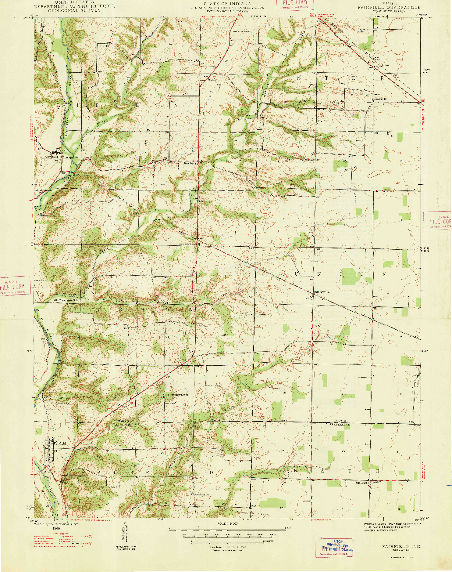 USGS 1:24000-SCALE QUADRANGLE FOR FAIRFIELD, IN 1948