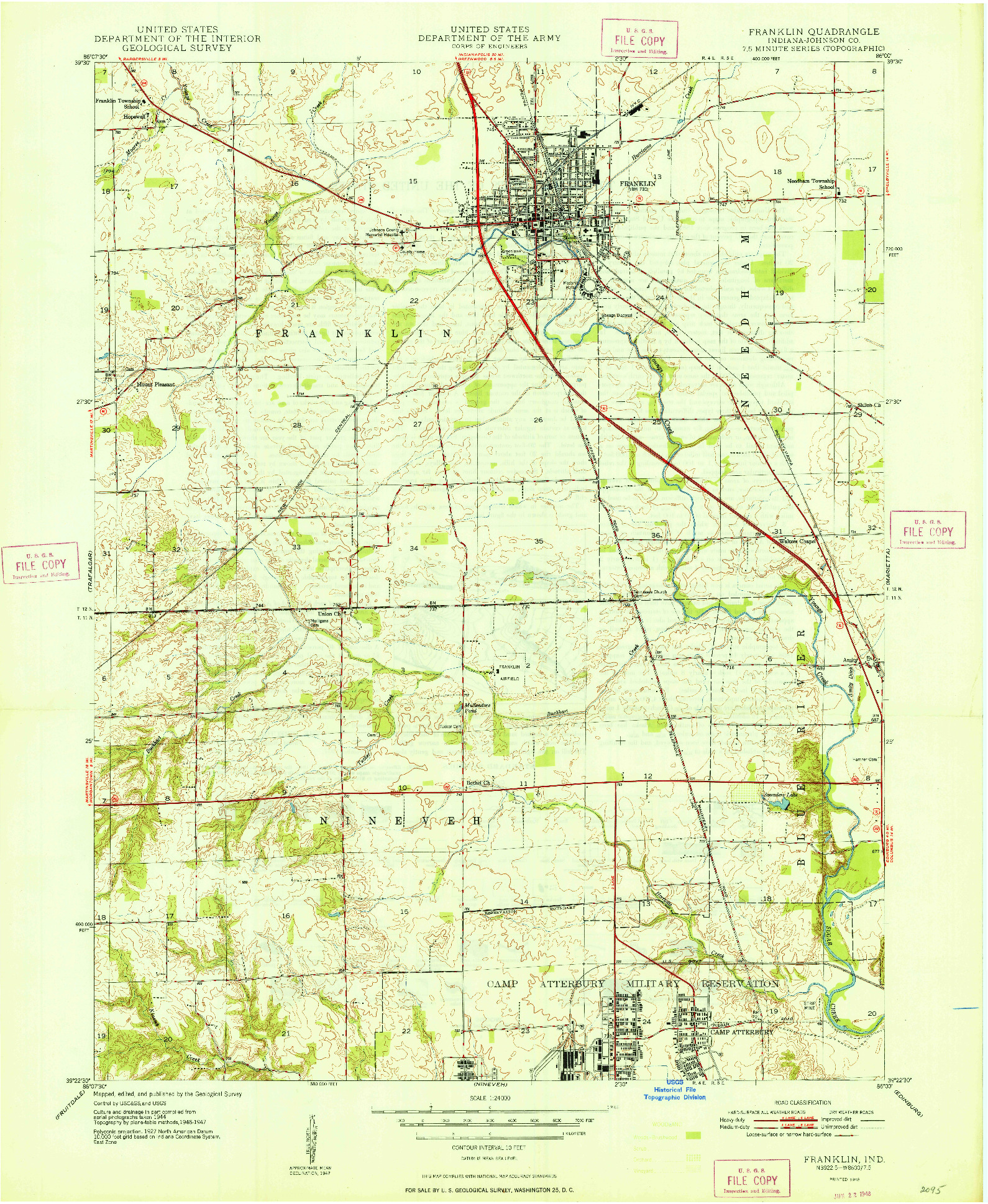 USGS 1:24000-SCALE QUADRANGLE FOR FRANKLIN, IN 1948