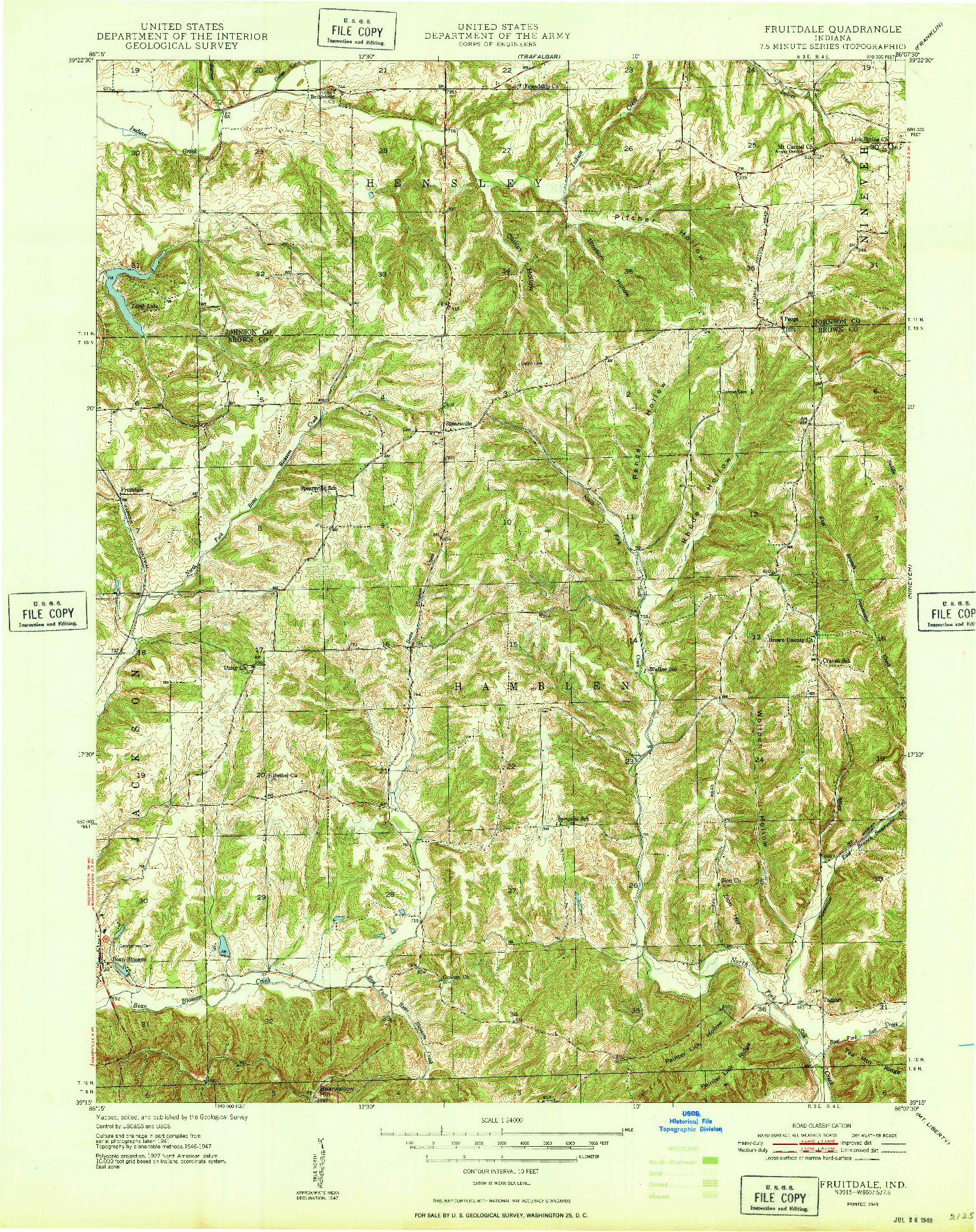 USGS 1:24000-SCALE QUADRANGLE FOR FRUITDALE, IN 1948