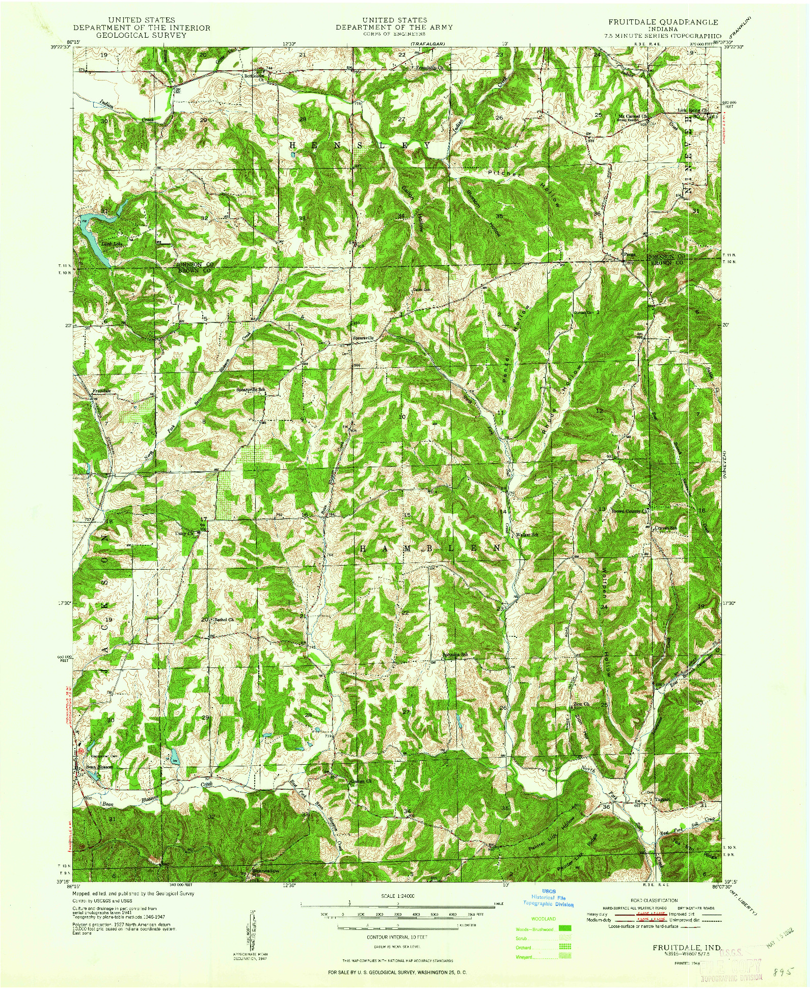 USGS 1:24000-SCALE QUADRANGLE FOR FRUITDALE, IN 1948