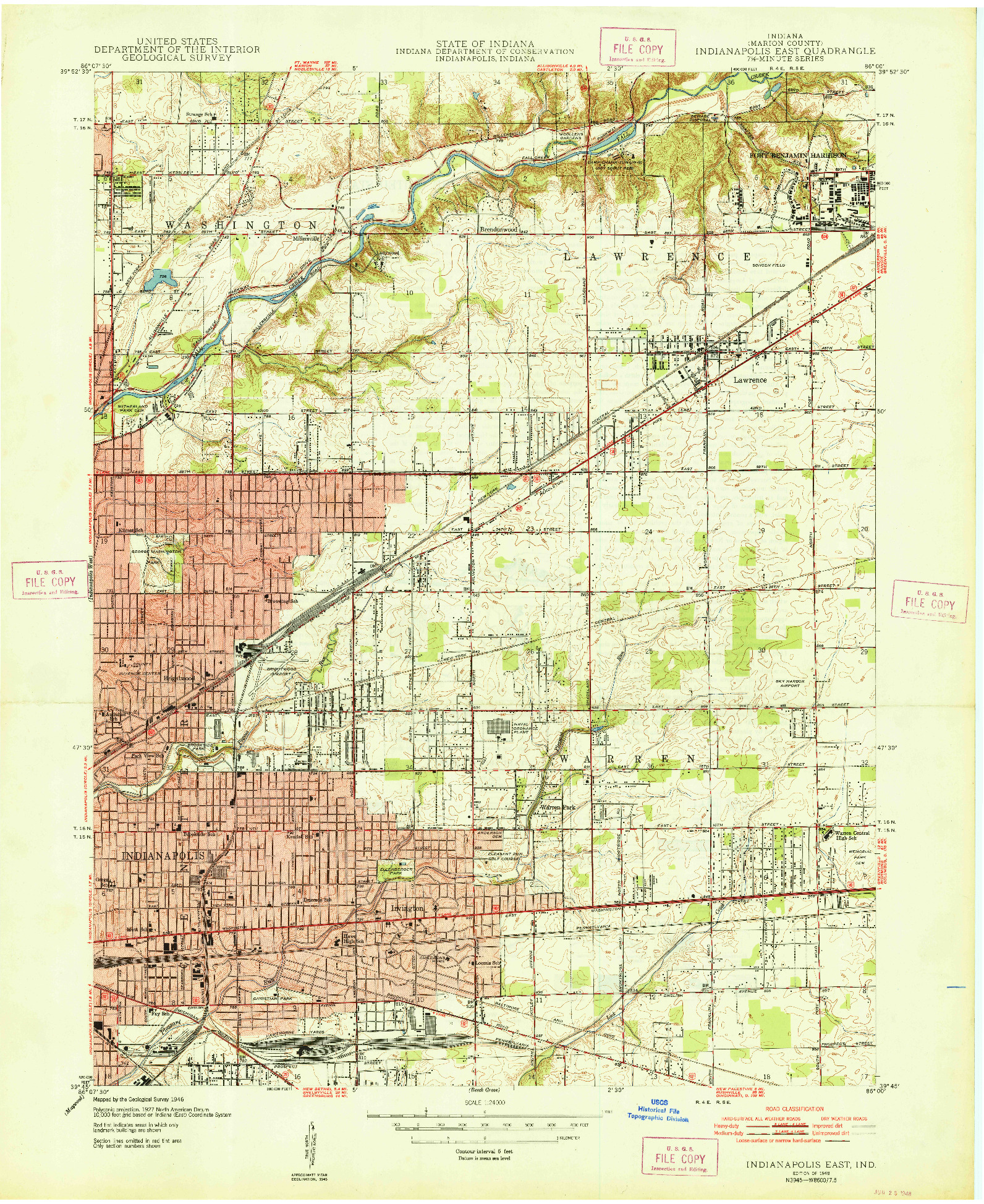 USGS 1:24000-SCALE QUADRANGLE FOR INDIANAPOLIS EAST, IN 1948