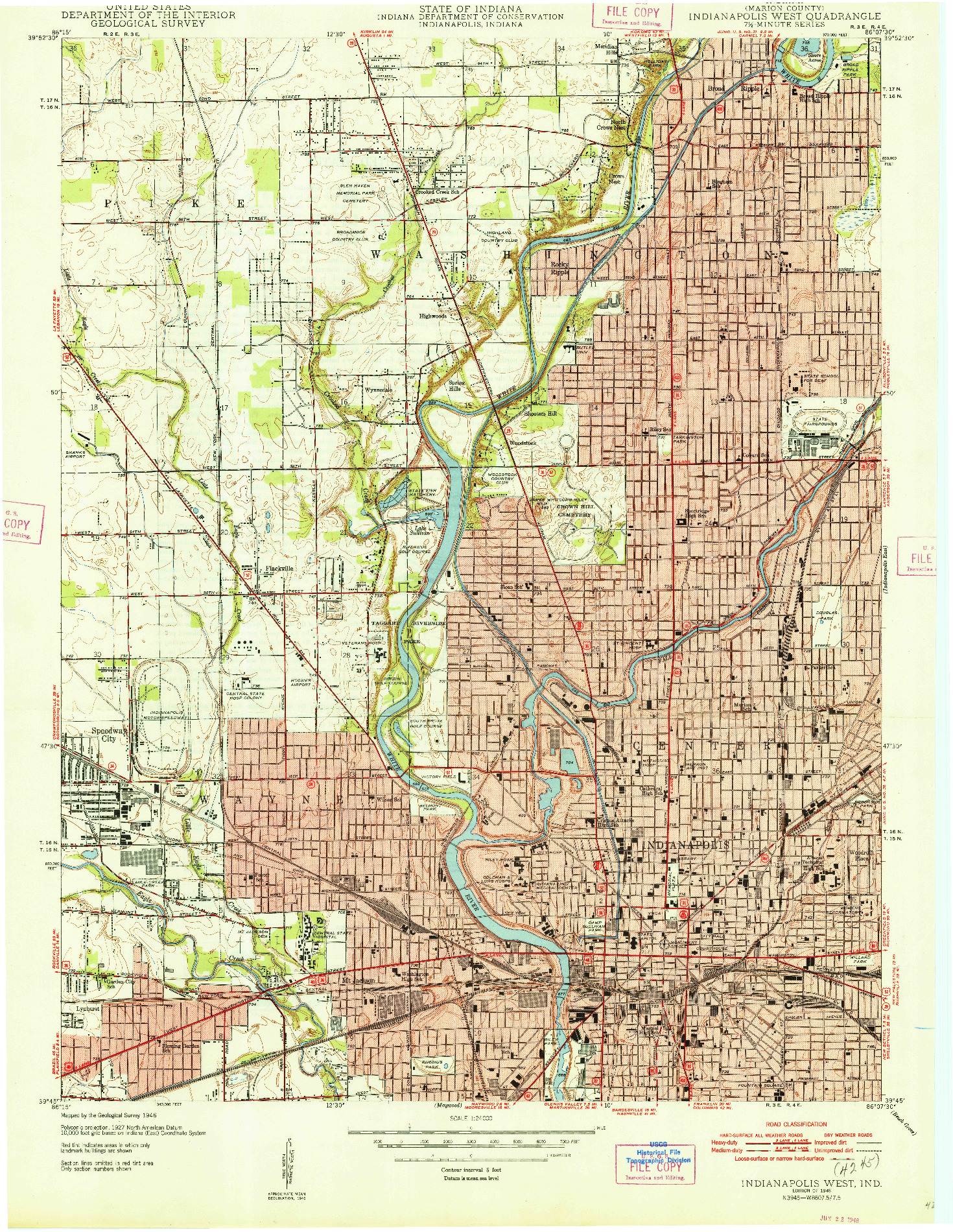 USGS 1:24000-SCALE QUADRANGLE FOR INDIANAPOLIS WEST, IN 1948