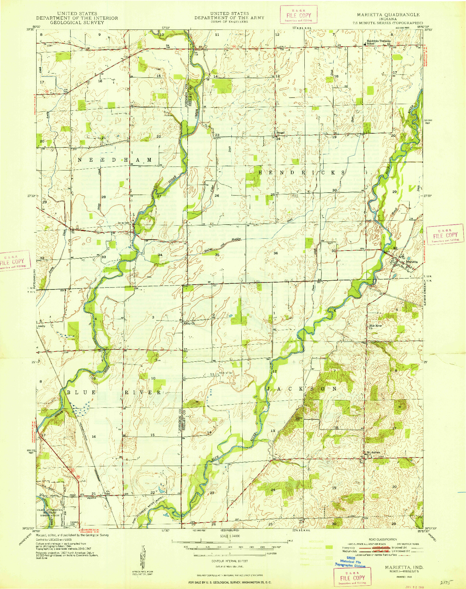 USGS 1:24000-SCALE QUADRANGLE FOR MARIETTA, IN 1948