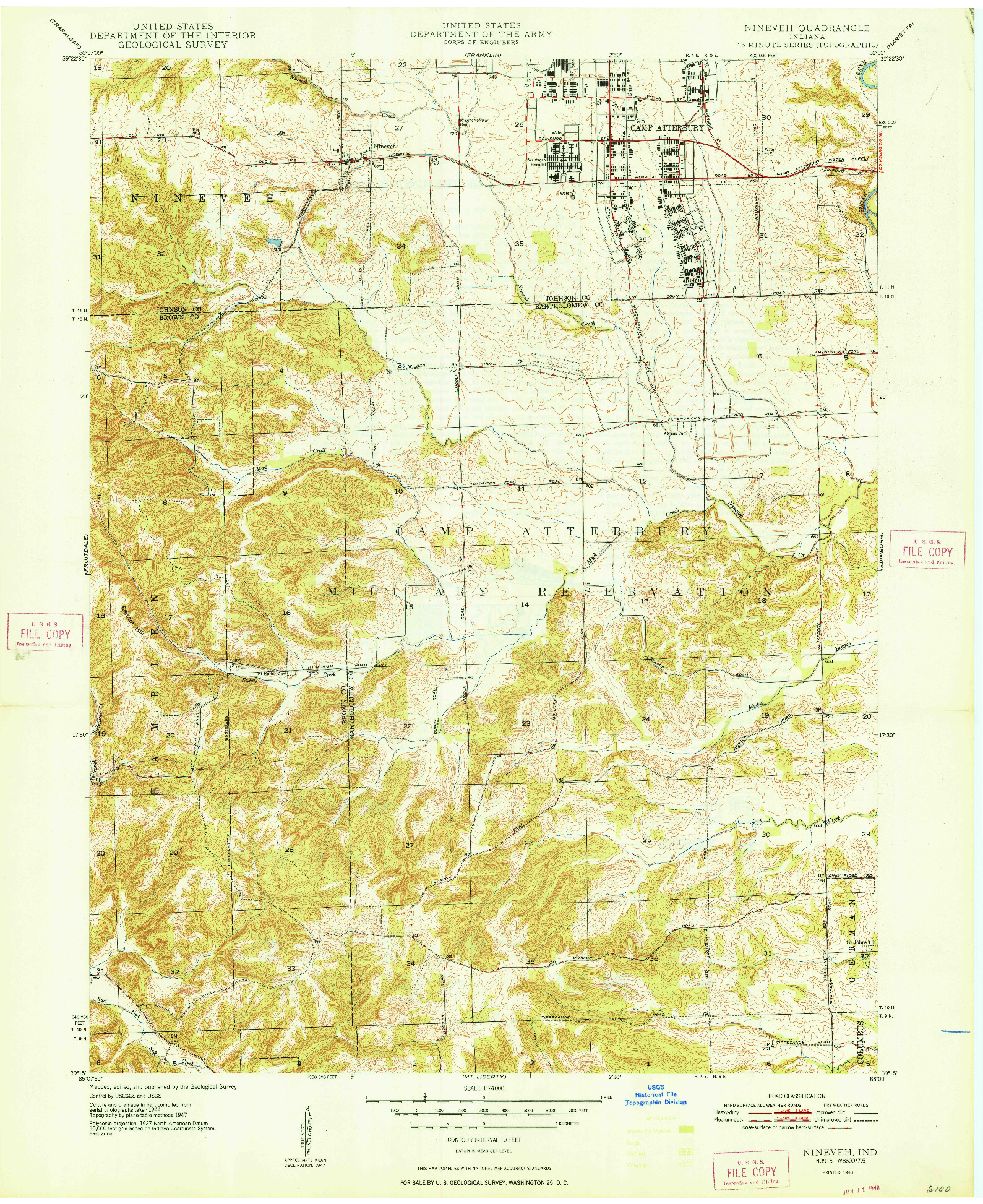 USGS 1:24000-SCALE QUADRANGLE FOR NINEVEH, IN 1948