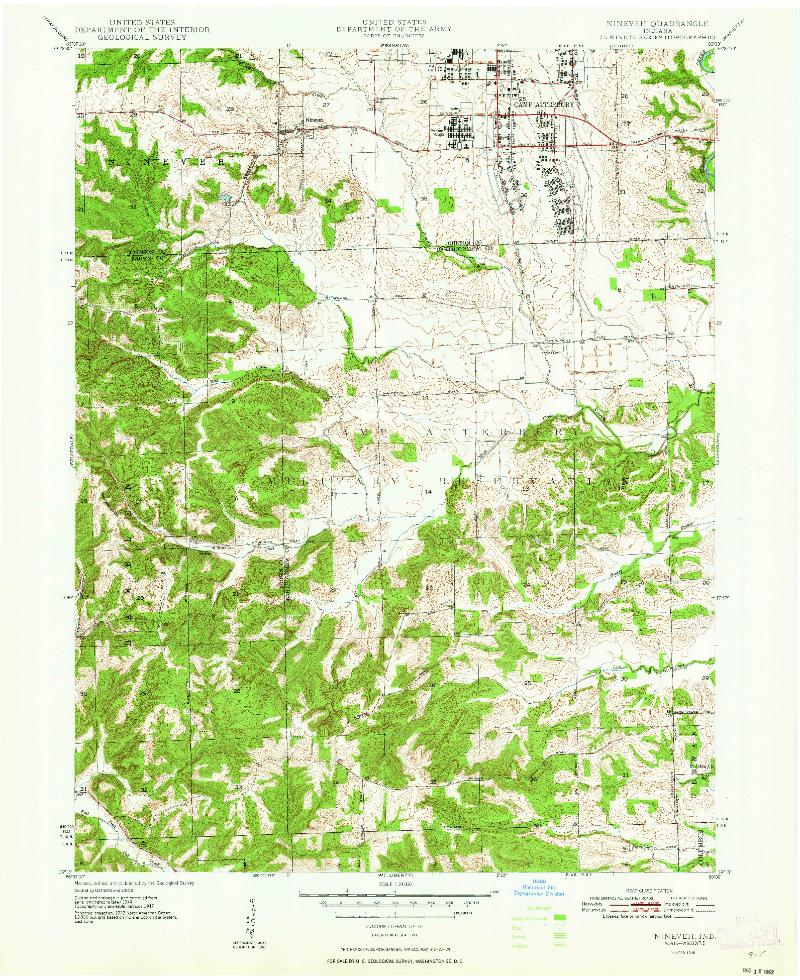 USGS 1:24000-SCALE QUADRANGLE FOR NINEVEH, IN 1948