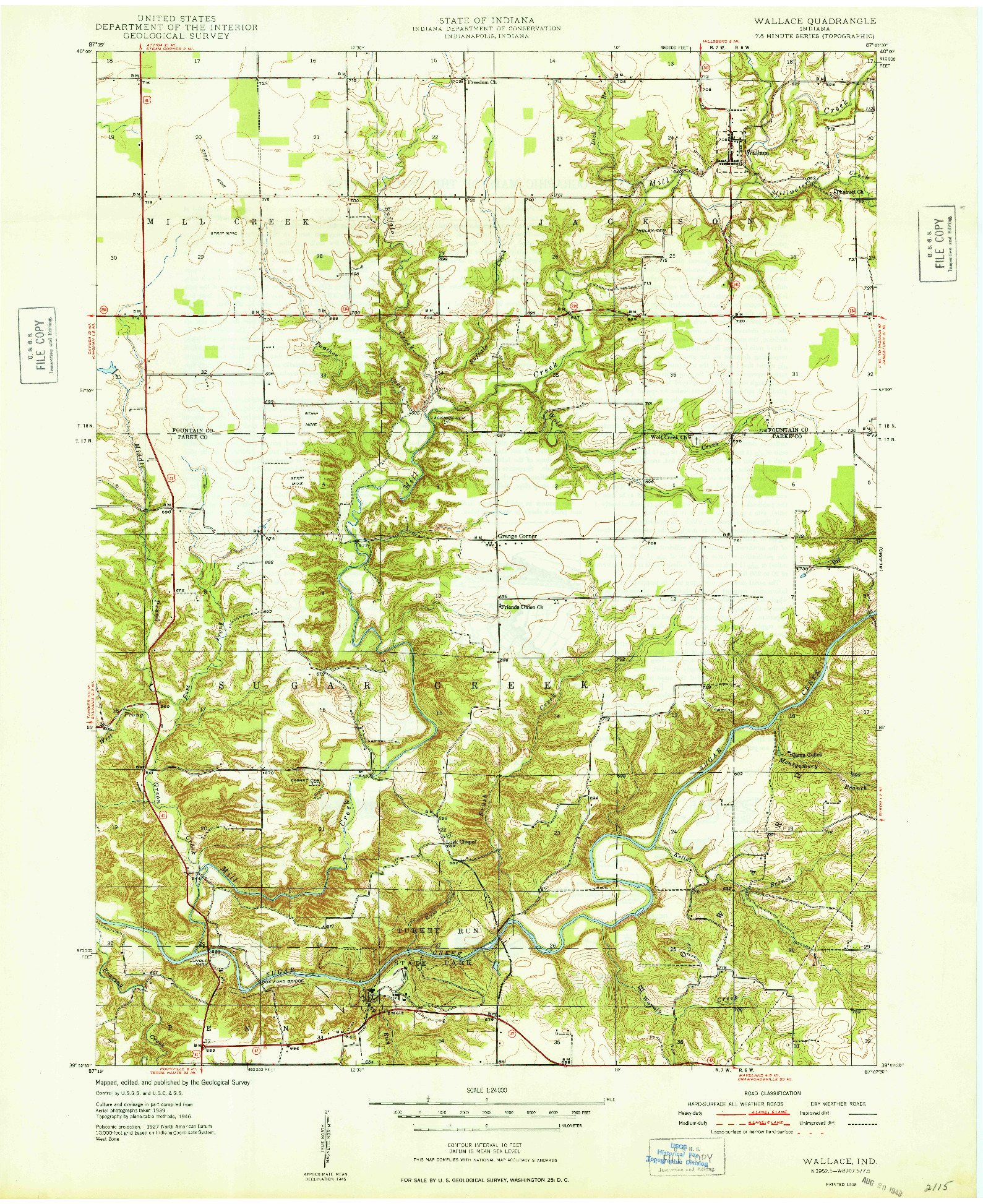 USGS 1:24000-SCALE QUADRANGLE FOR WALLACE, IN 1948
