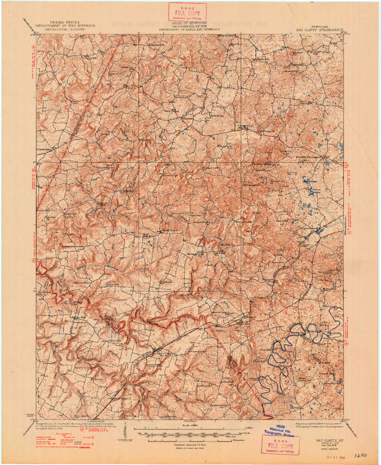 USGS 1:62500-SCALE QUADRANGLE FOR BIG CLIFTY, KY 1932