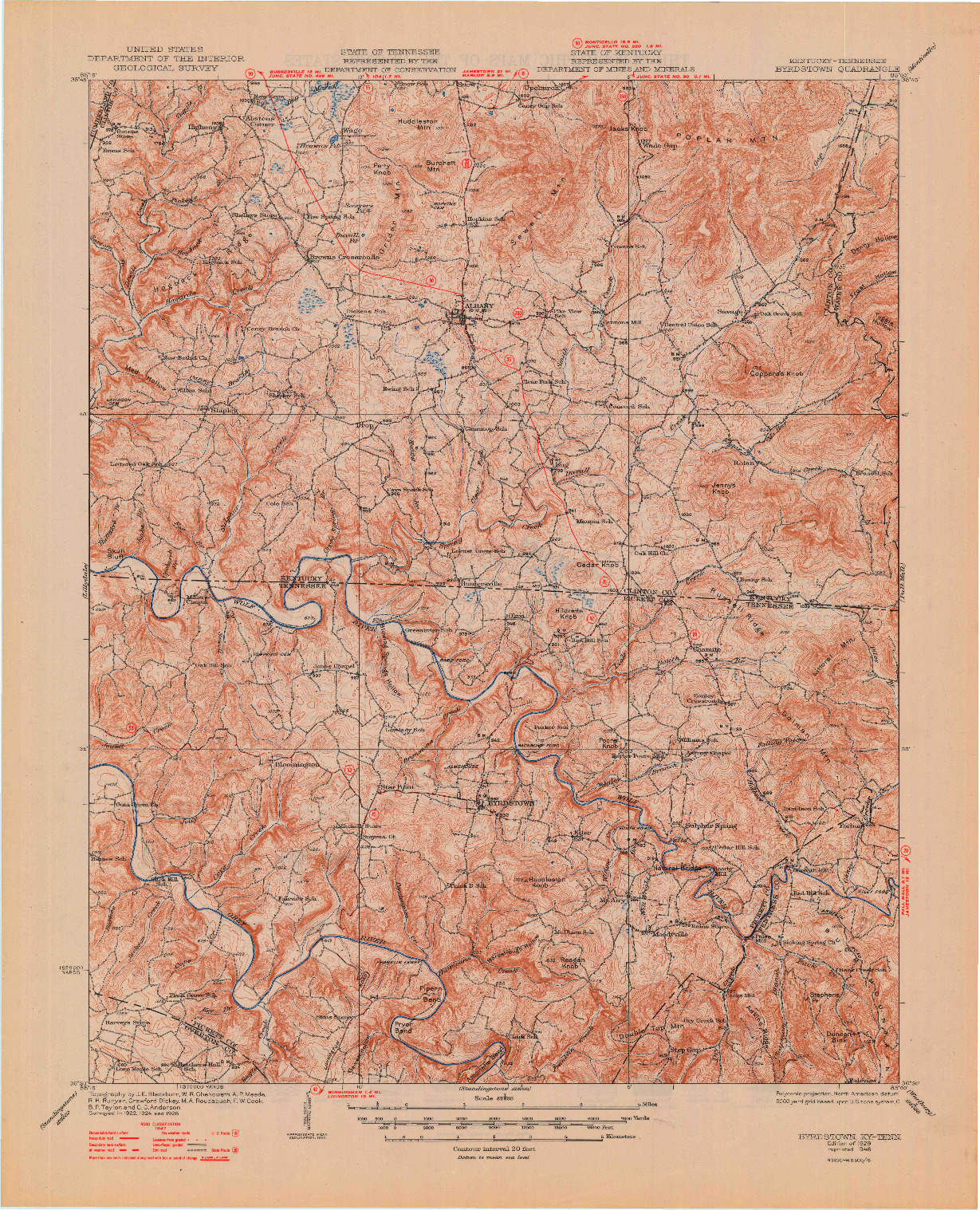 USGS 1:62500-SCALE QUADRANGLE FOR BYRDSTOWN, KY 1929