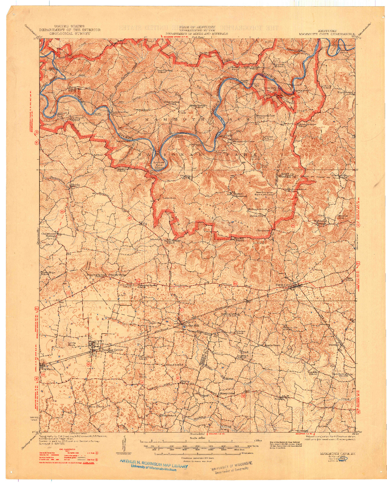 USGS 1:62500-SCALE QUADRANGLE FOR MAMMOTH CAVE, KY 1923