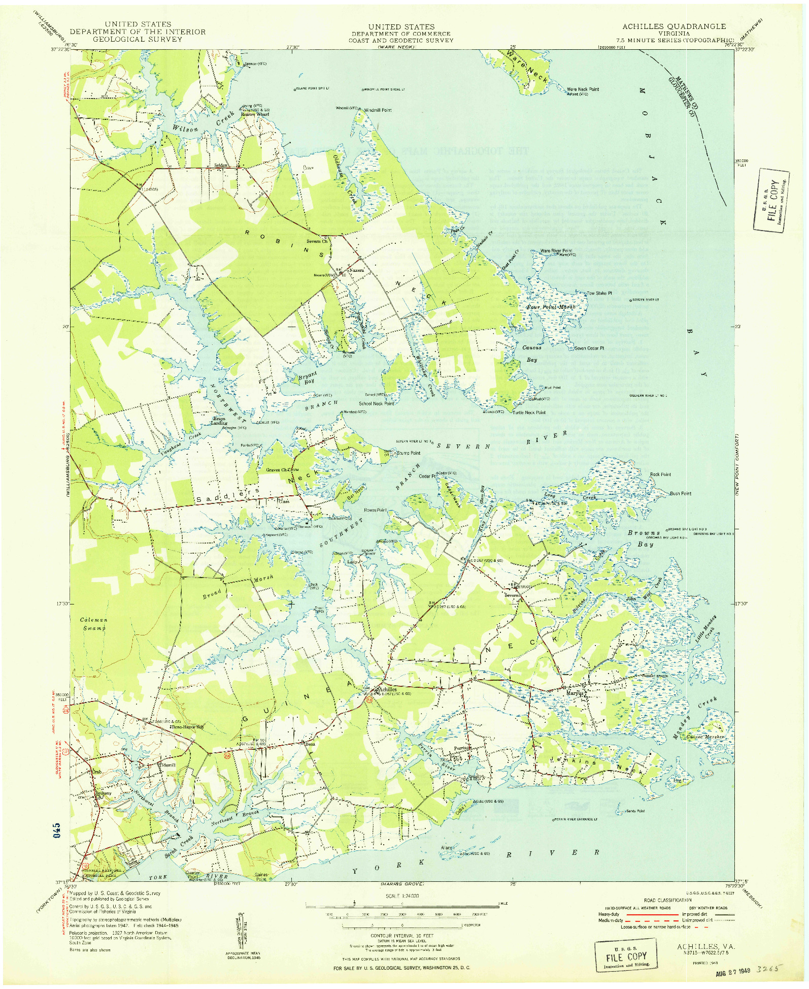 USGS 1:24000-SCALE QUADRANGLE FOR ACHILLES, VA 1948