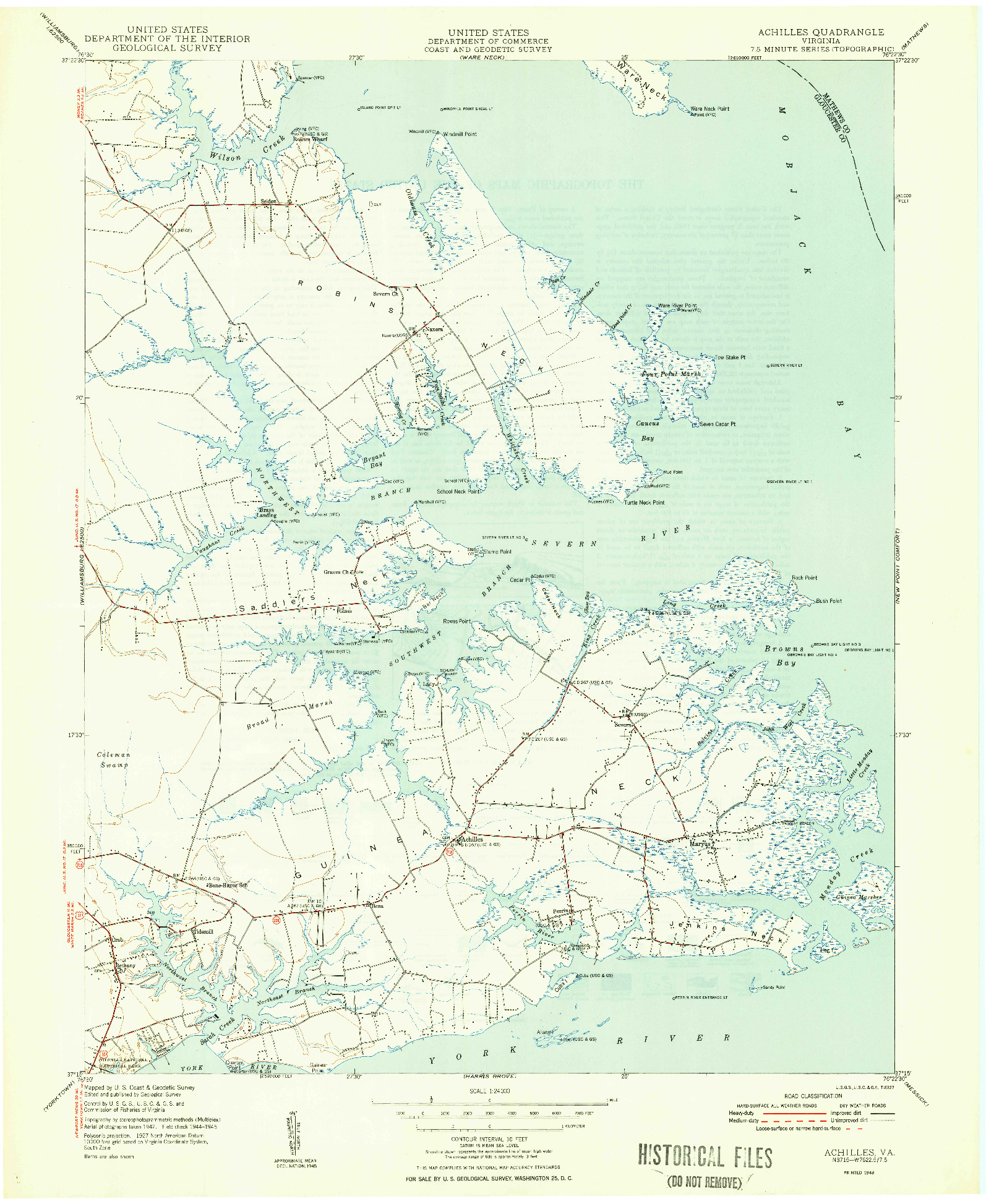 USGS 1:24000-SCALE QUADRANGLE FOR ACHILLES, VA 1948