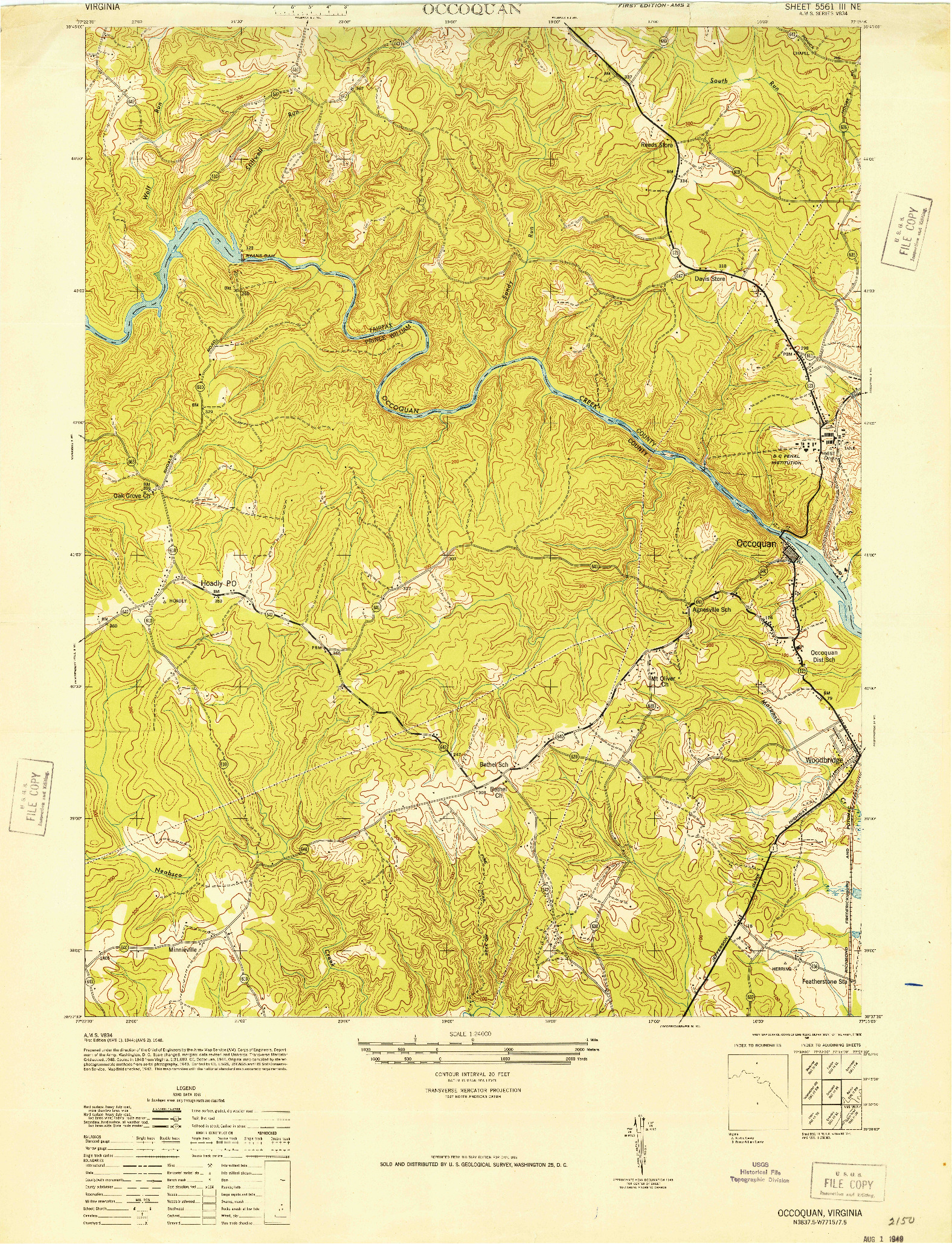 USGS 1:24000-SCALE QUADRANGLE FOR OCCOQUAN, VA 1948