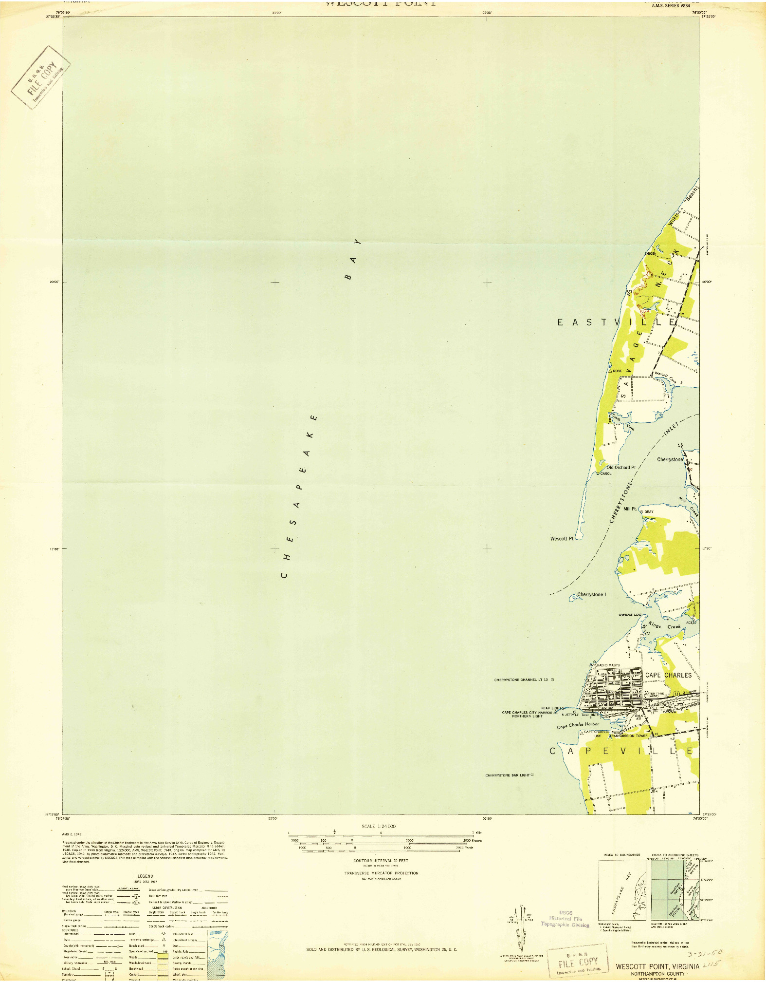 USGS 1:24000-SCALE QUADRANGLE FOR WESCOTT POINT, VA 1948