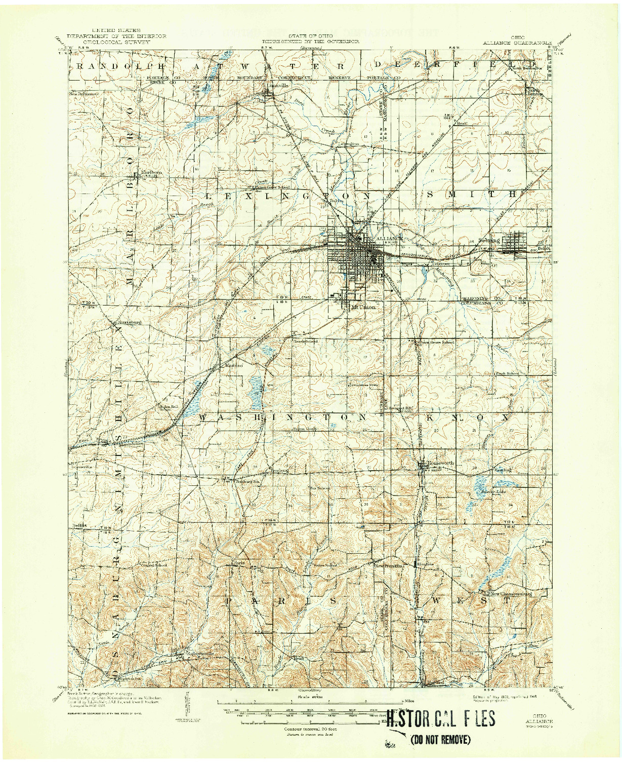 USGS 1:62500-SCALE QUADRANGLE FOR ALLIANCE, OH 1909