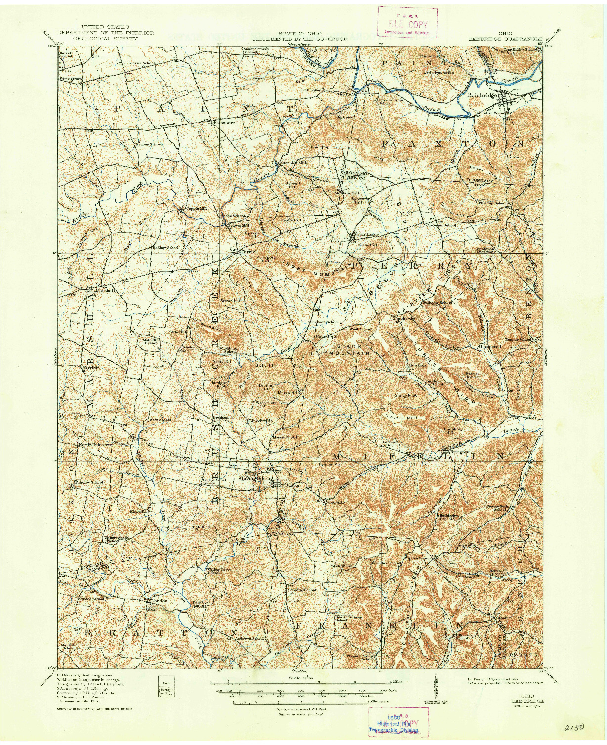 USGS 1:62500-SCALE QUADRANGLE FOR BAINBRIDGE, OH 1917