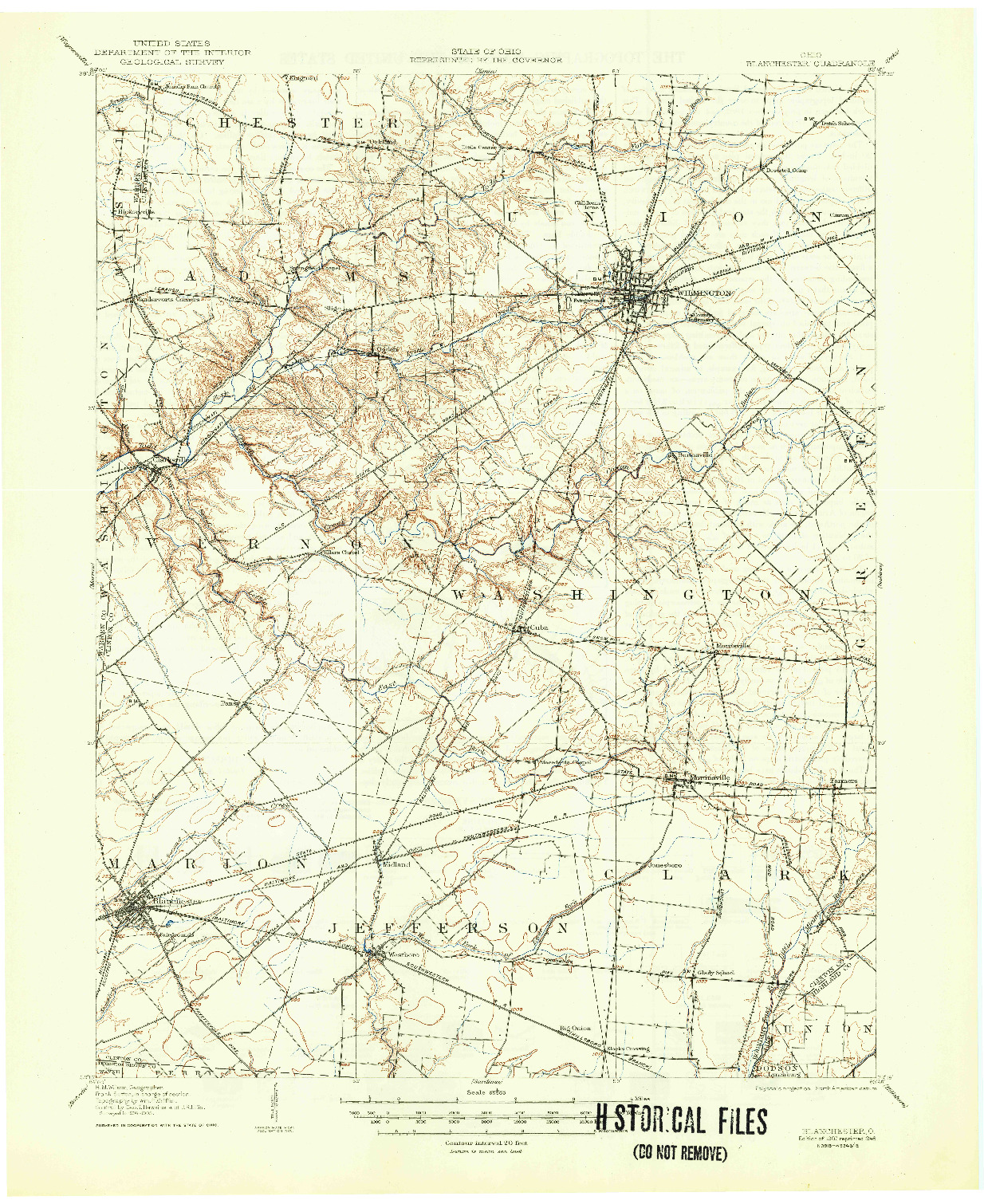 USGS 1:62500-SCALE QUADRANGLE FOR BLANCHESTER, OH 1907