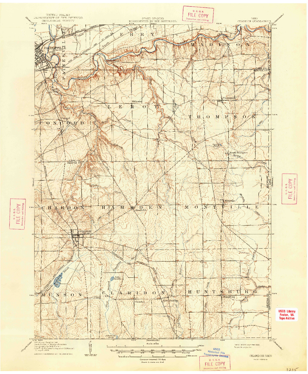 USGS 1:62500-SCALE QUADRANGLE FOR CHARDON, OH 1906