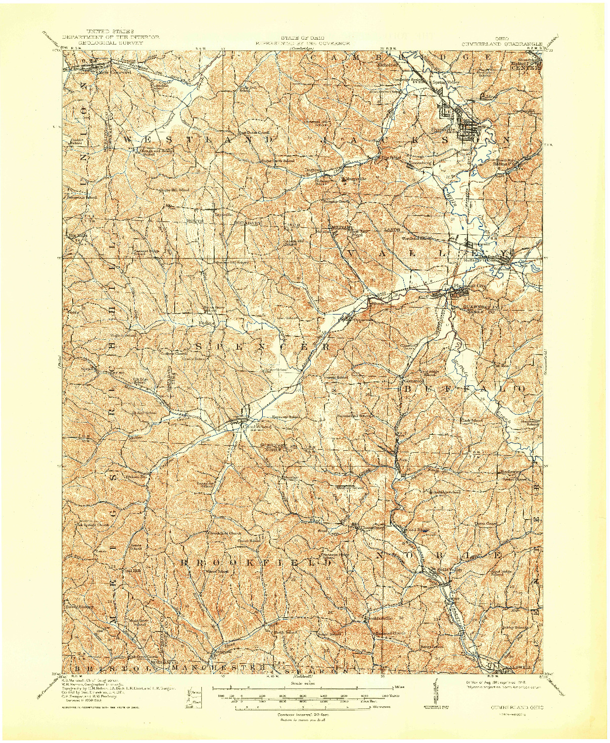 USGS 1:62500-SCALE QUADRANGLE FOR CUMBERLAND, OH 1911
