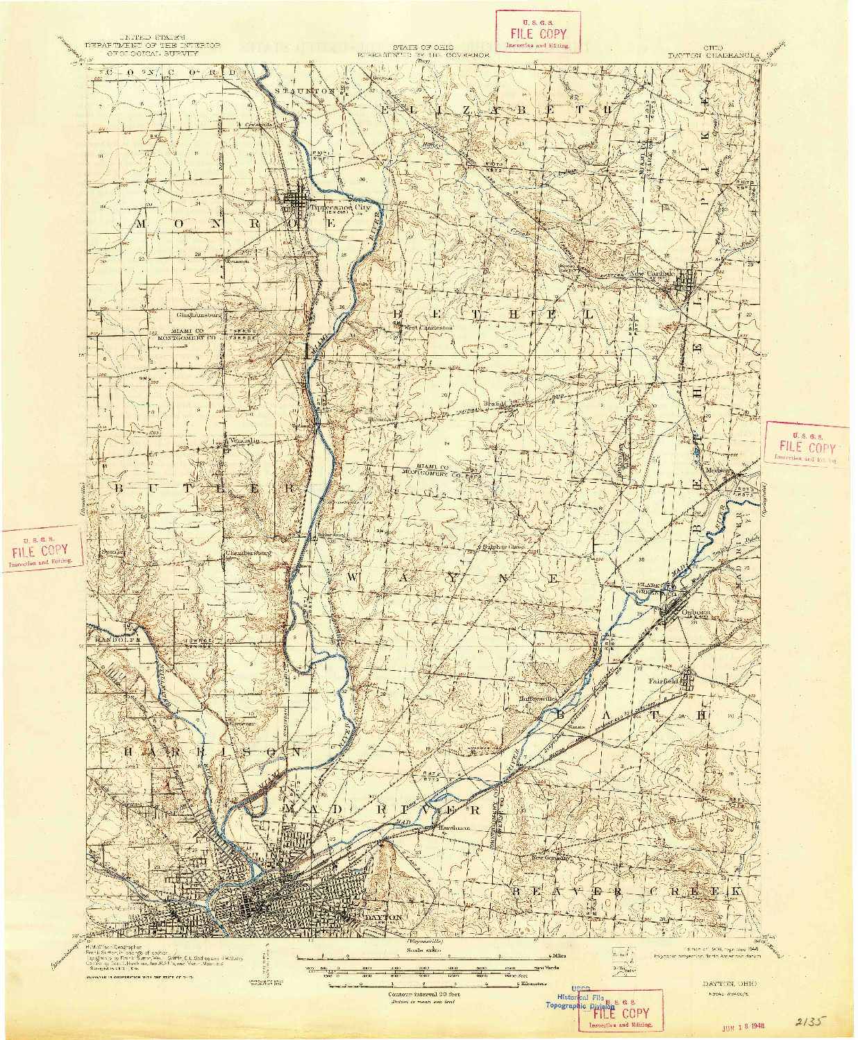 USGS 1:62500-SCALE QUADRANGLE FOR DAYTON, OH 1906