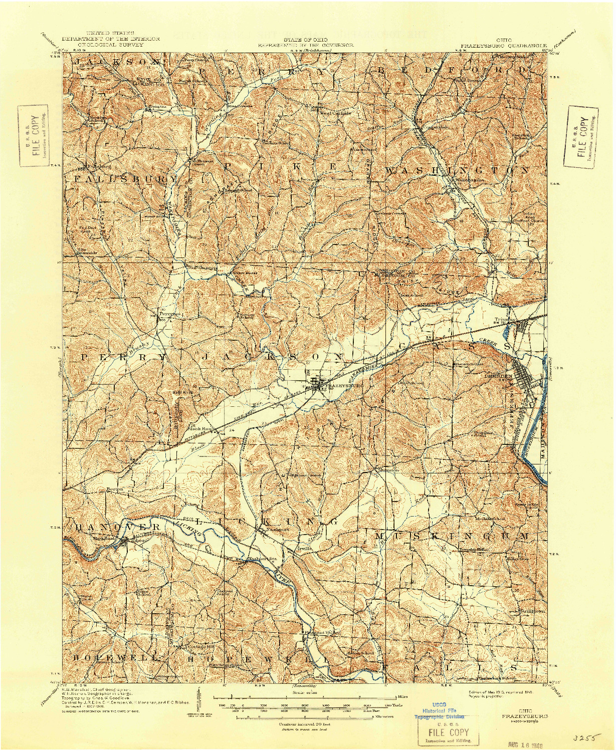 USGS 1:62500-SCALE QUADRANGLE FOR FRAZEYSBURG, OH 1910