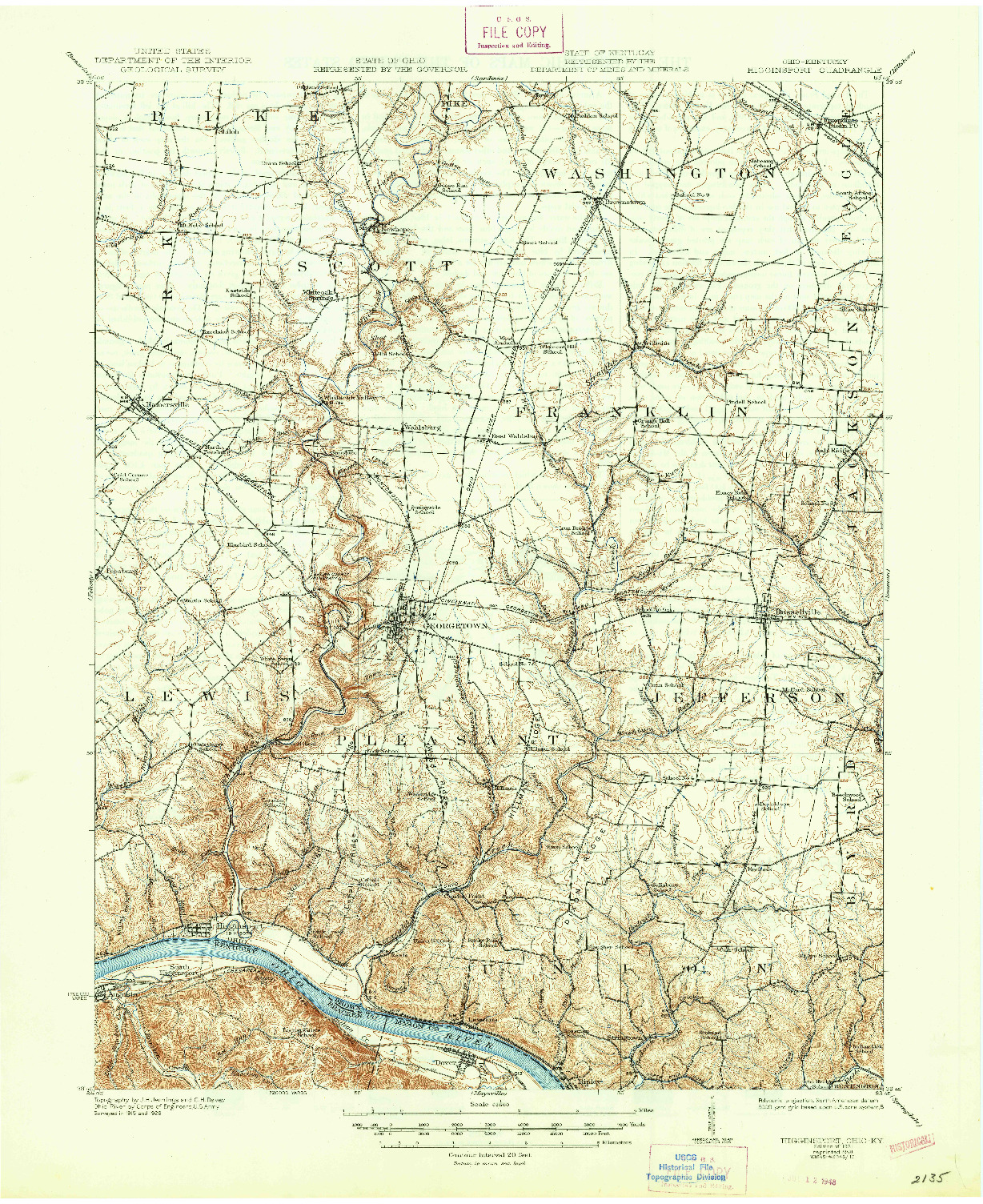 USGS 1:62500-SCALE QUADRANGLE FOR HIGGINSPORT, OH 1931