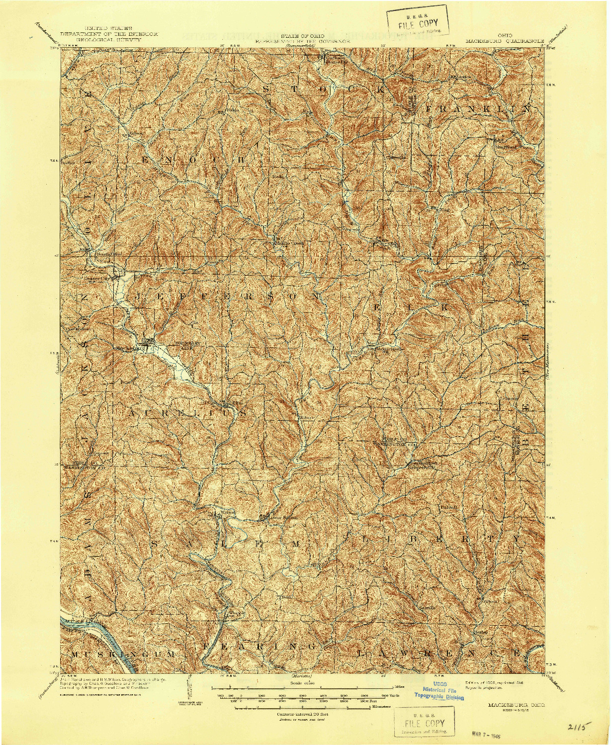 USGS 1:62500-SCALE QUADRANGLE FOR MACKSBURG, OH 1905